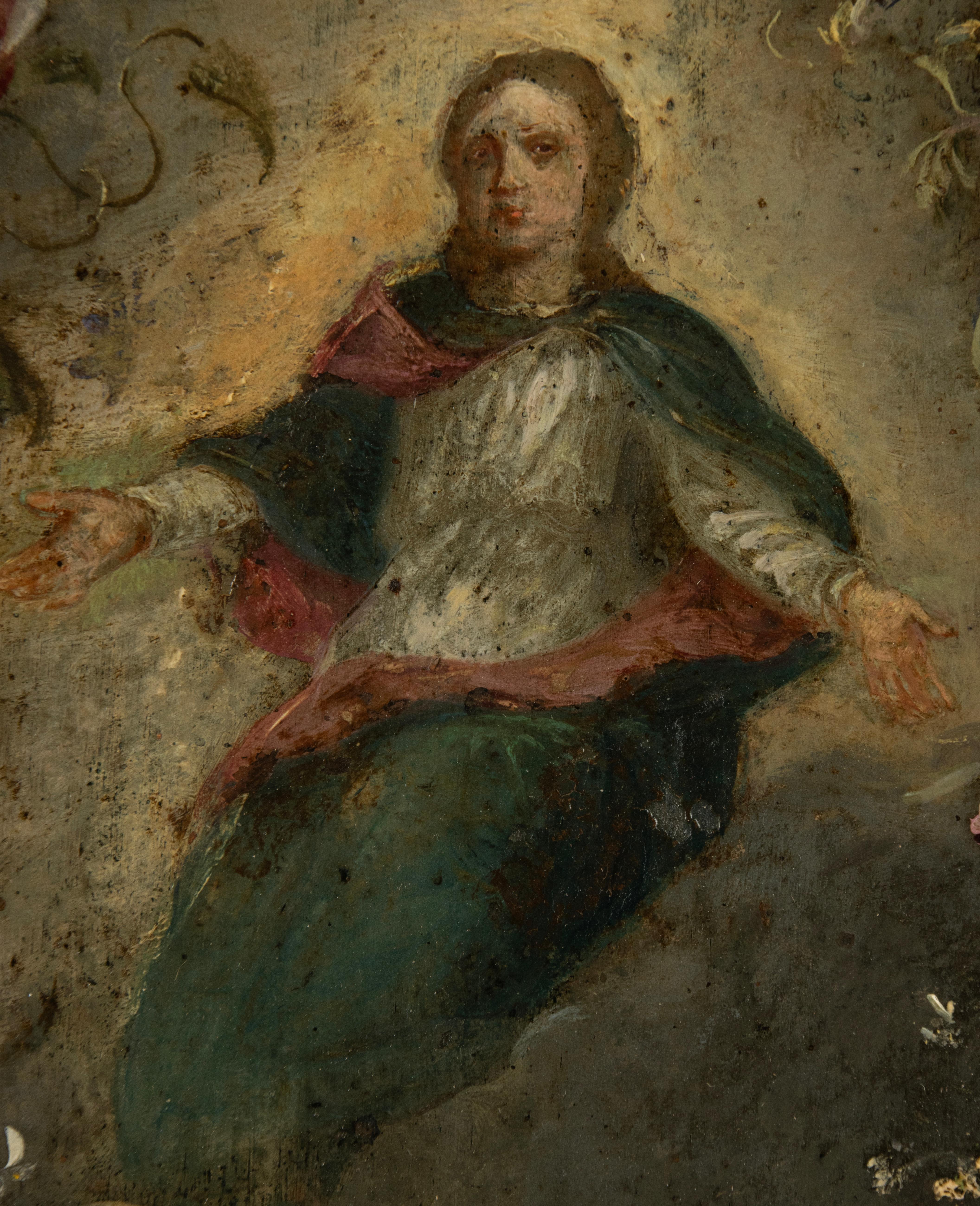 Flämisches Gemälde des frühen 18. Jahrhunderts - Öl auf Kupfer - Die Unbefleckte Empfängnis im Angebot 1