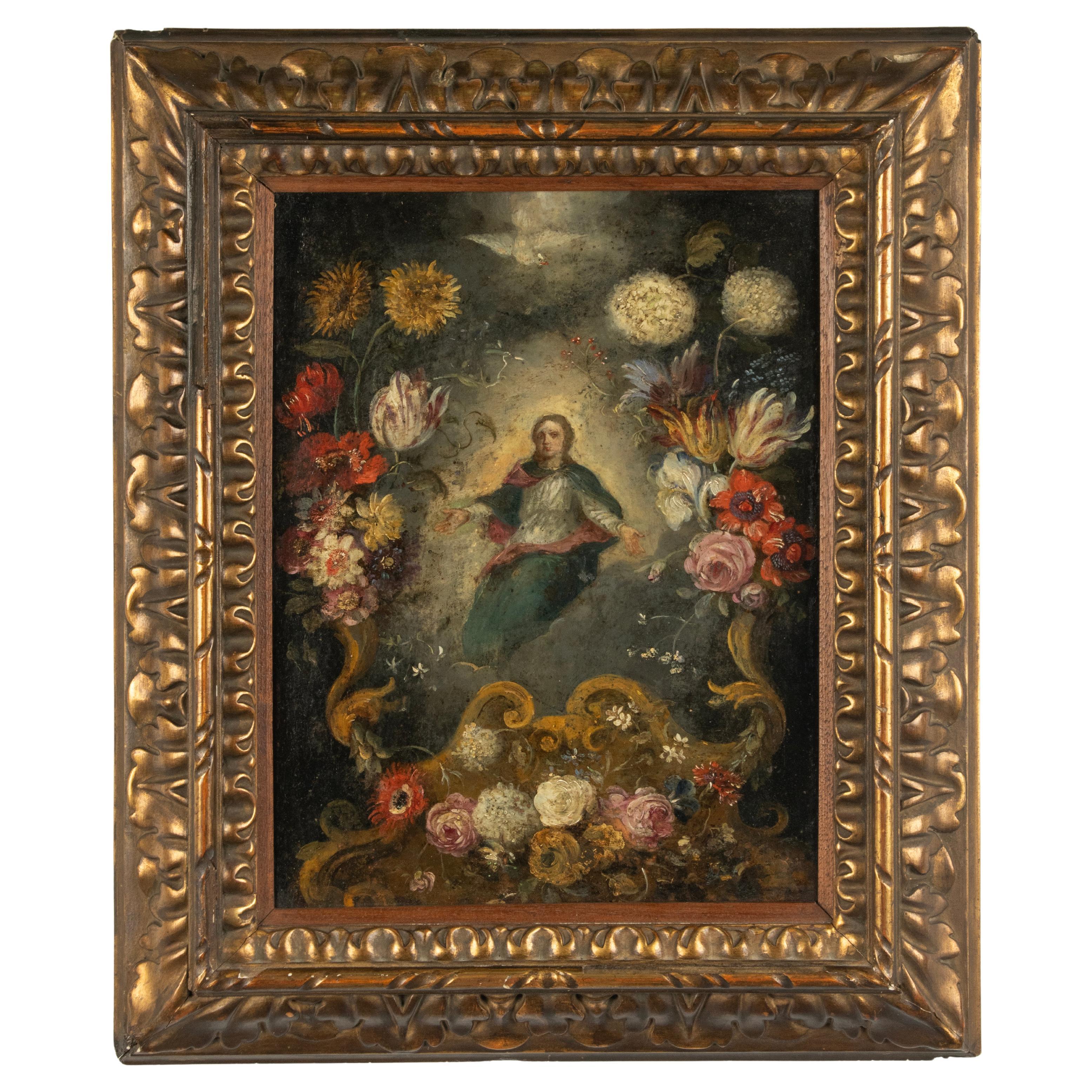 Peinture flamande du début du XVIIIe siècle - Huile sur cuivre - L'Immaculée Conception