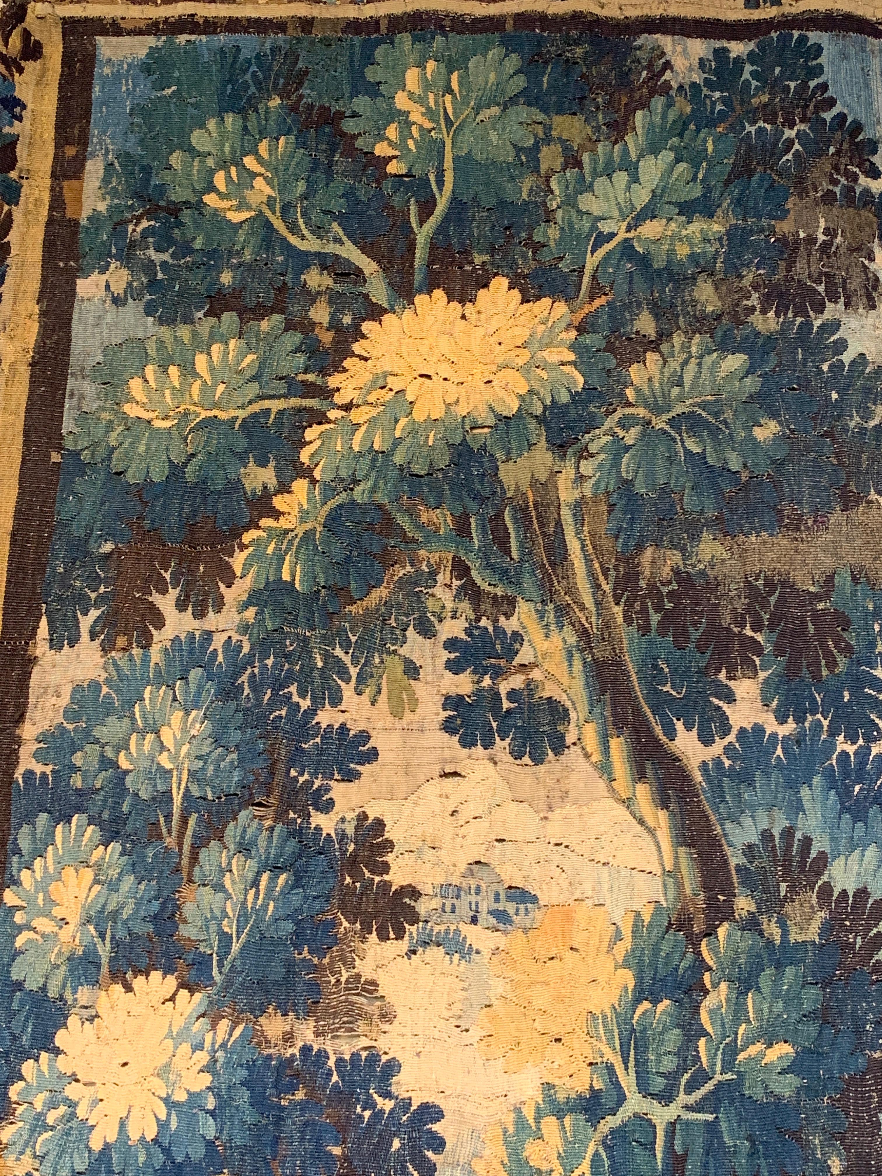 Belgian Early 18th Century Flemish Verdure Landscape Tapestry