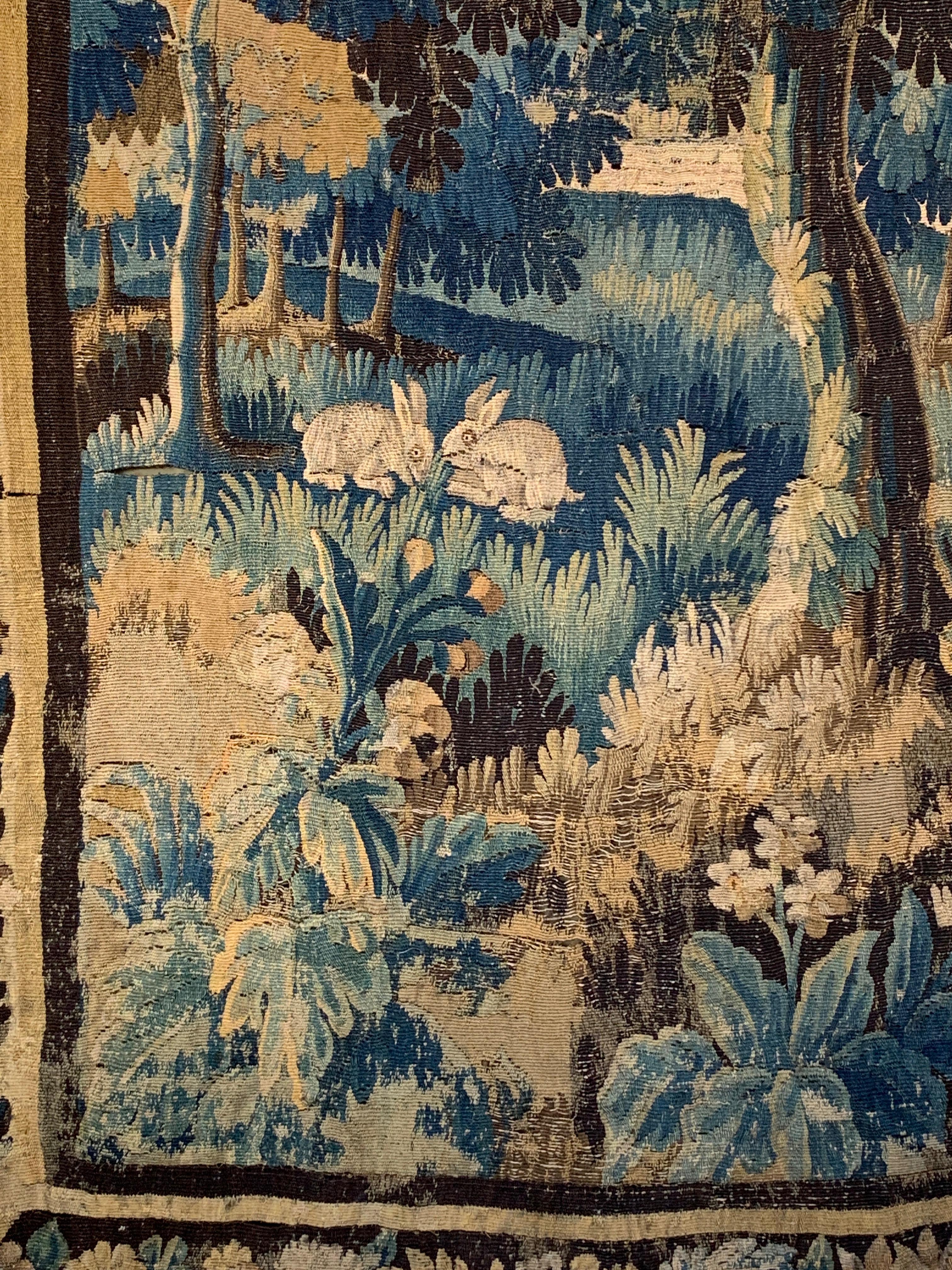 Needlework Early 18th Century Flemish Verdure Landscape Tapestry
