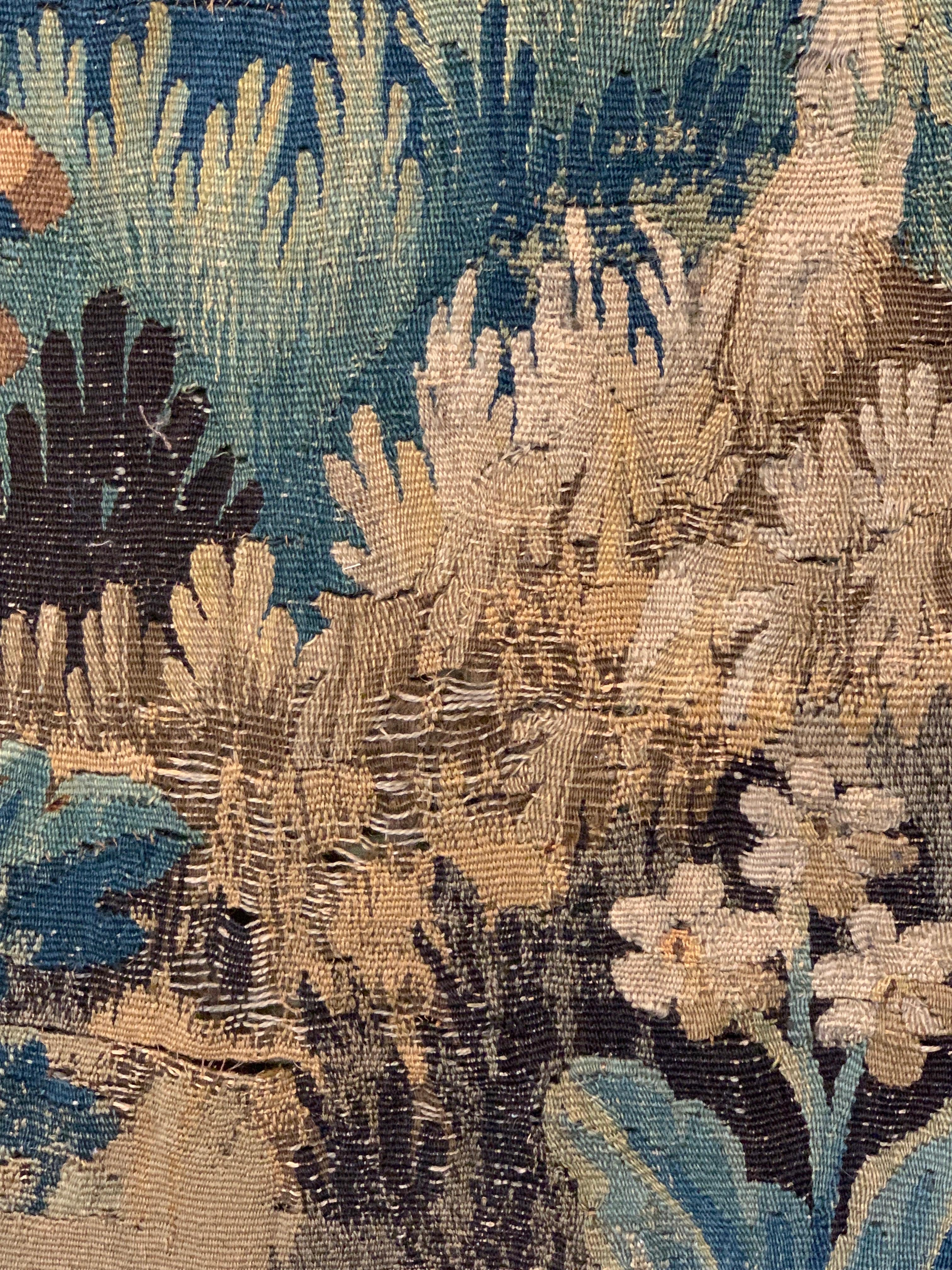 Early 18th Century Flemish Verdure Landscape Tapestry In Fair Condition In Kilmarnock, VA