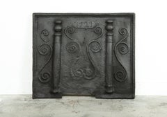 Early 18th-Century French Cast Iron Fireback, Baroque Design, 1723
