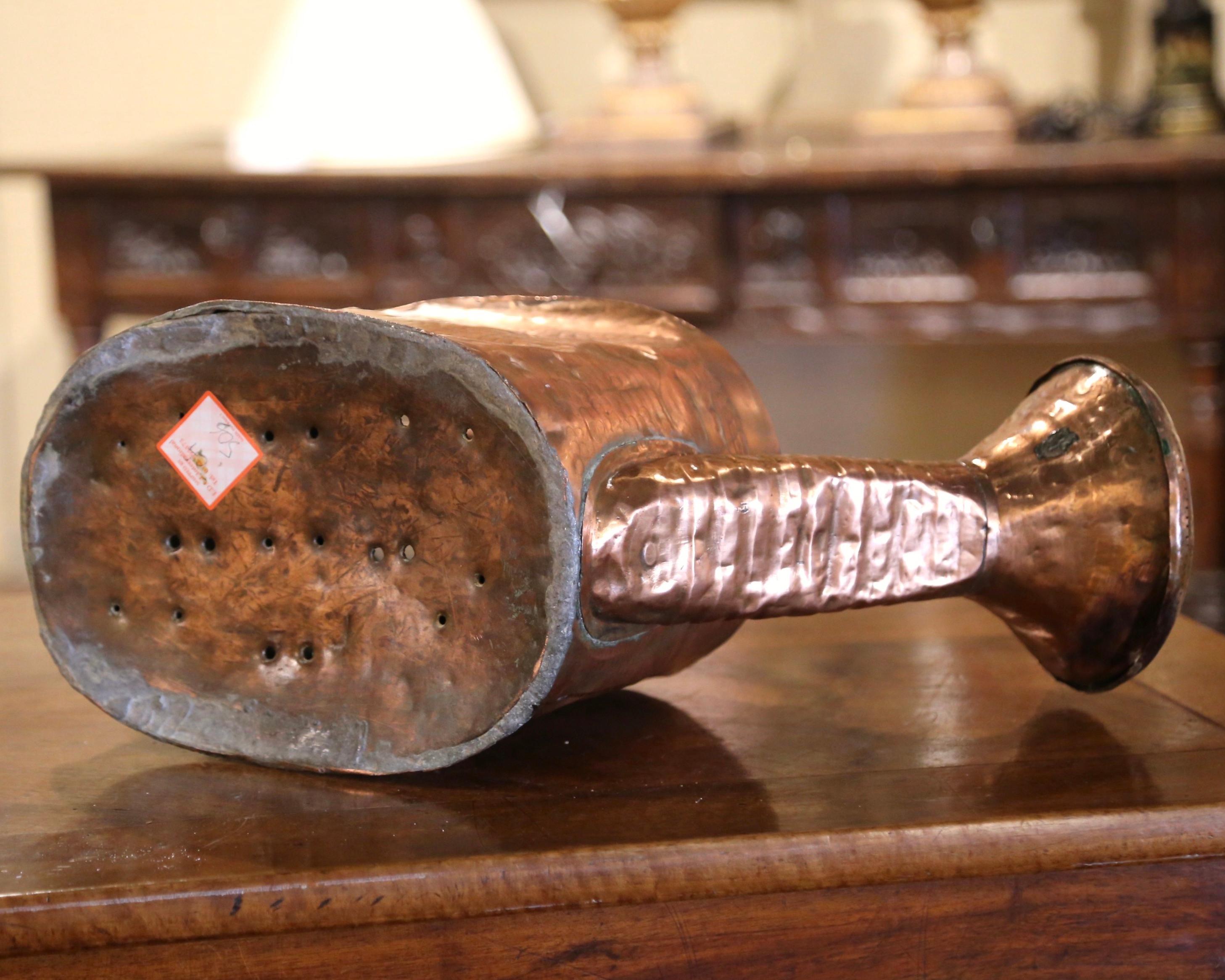 Brass Early 18th Century French Hammered Copper Watering Can from Normandy For Sale