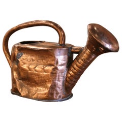 Early 18th Century French Hammered Copper Watering Can from Normandy