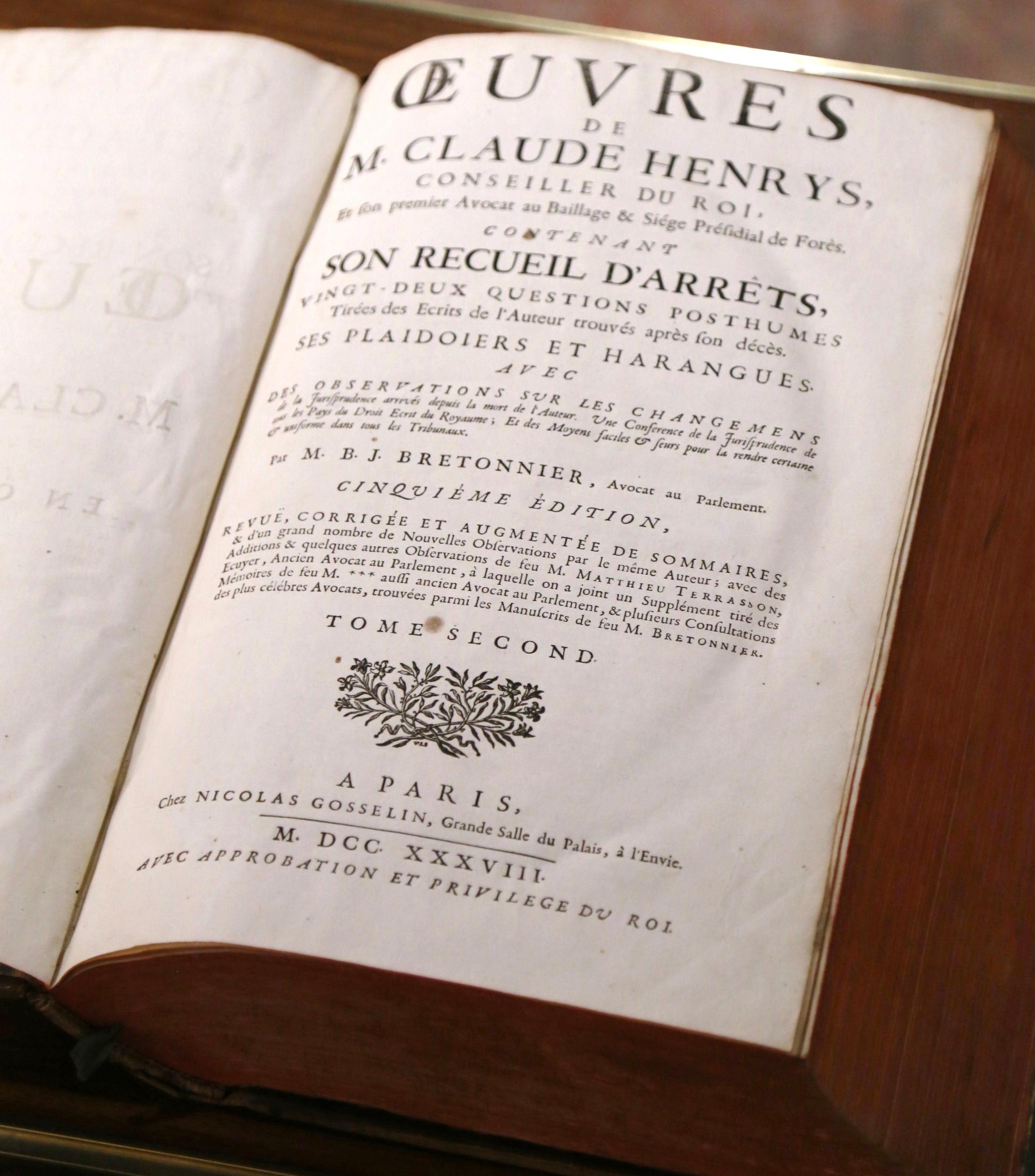 Early 18th Century, French, Leather Bound Books Dated 1738, Complete Set of Four 5