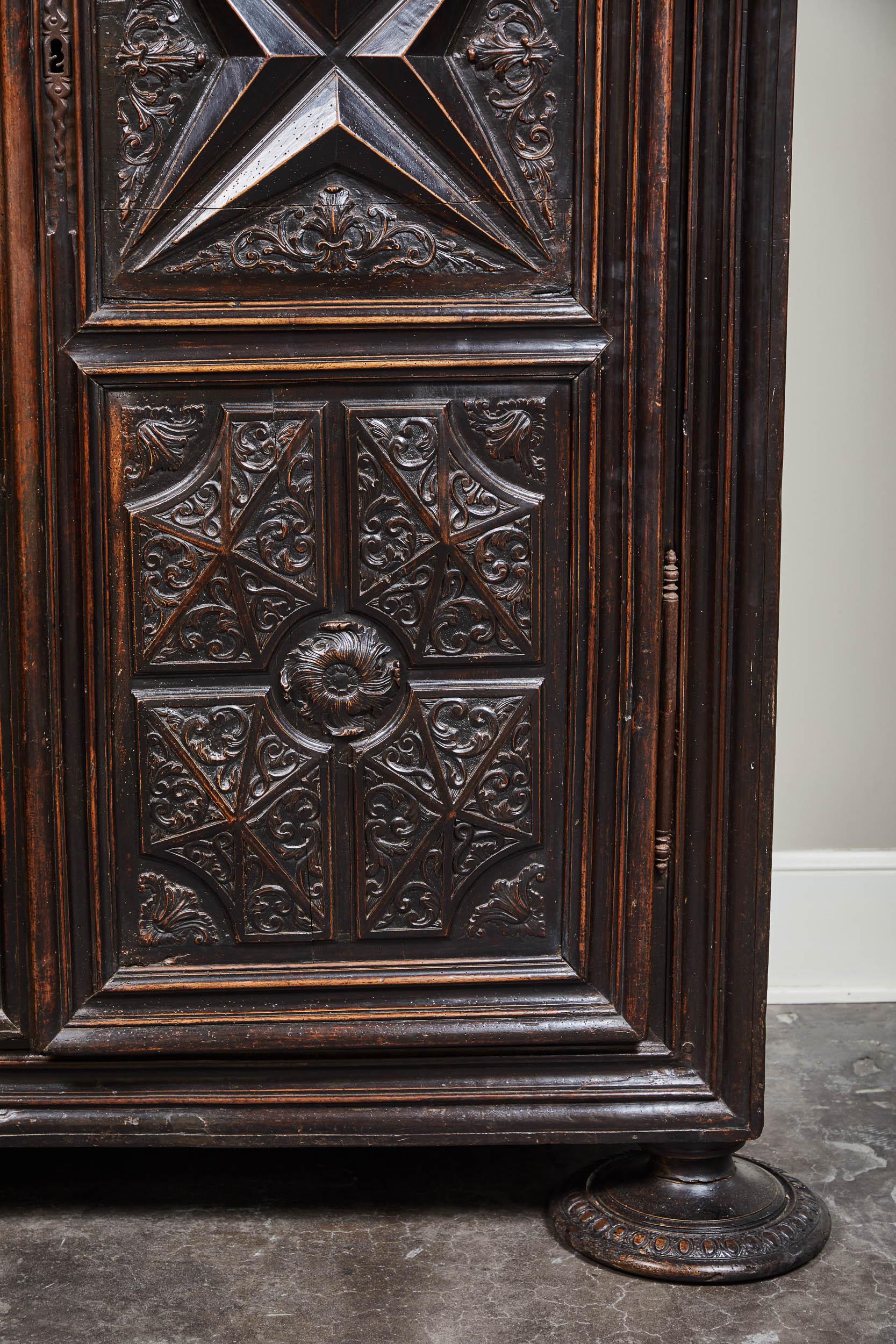 Early 18th Century French Louis XIII Carved 2-Door Cabinet 6