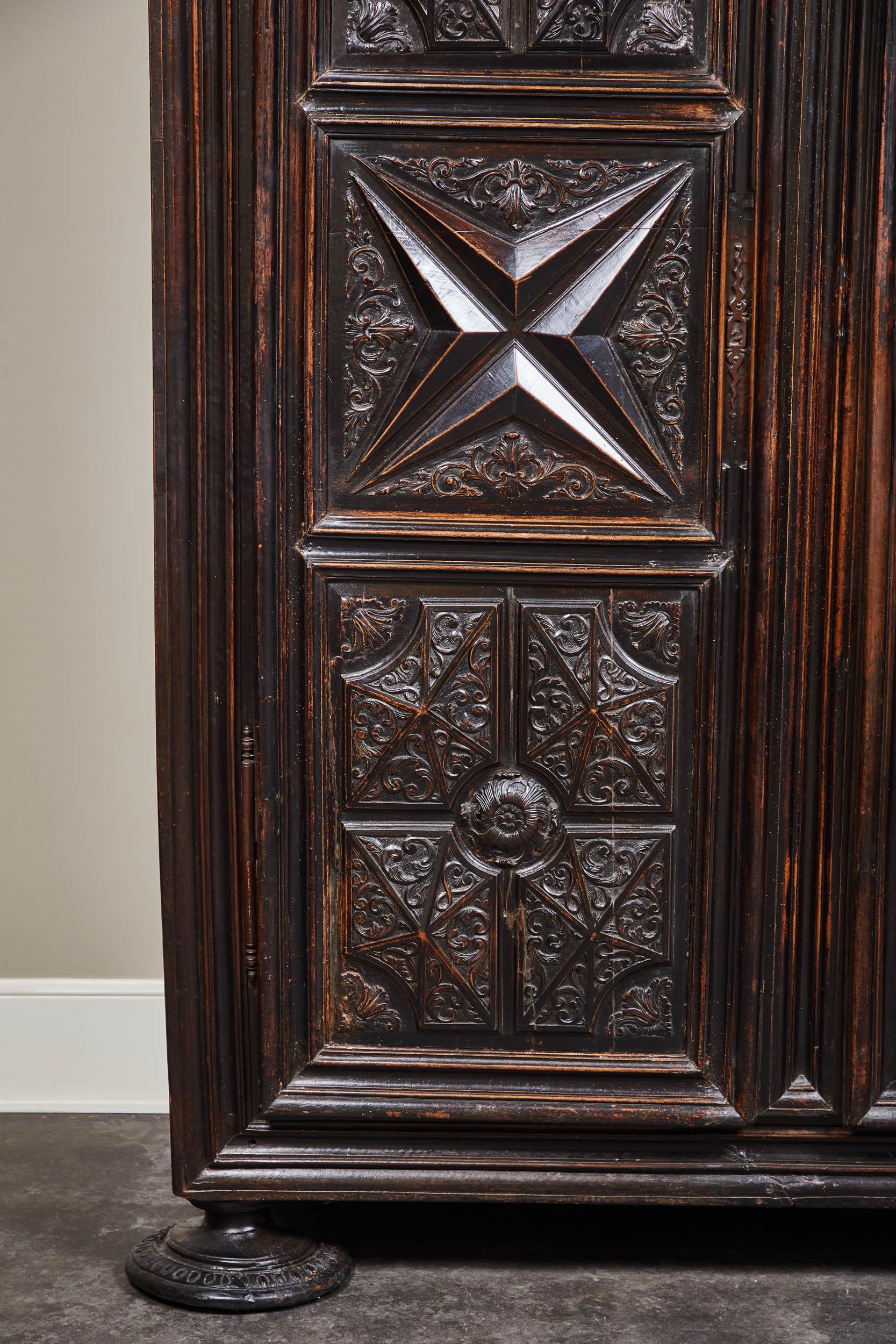 Early 18th Century French Louis XIII Carved 2-Door Cabinet 5