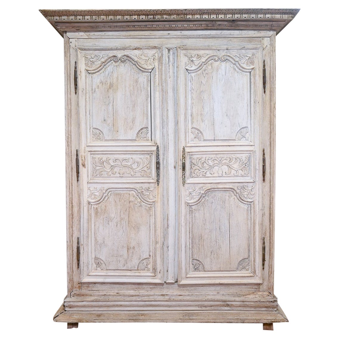 Early 18th Century French Louis XIV Bleached Oak Armoire, Wardrobe