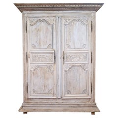 Early 18th Century French Louis XIV Bleached Oak Armoire, Wardrobe
