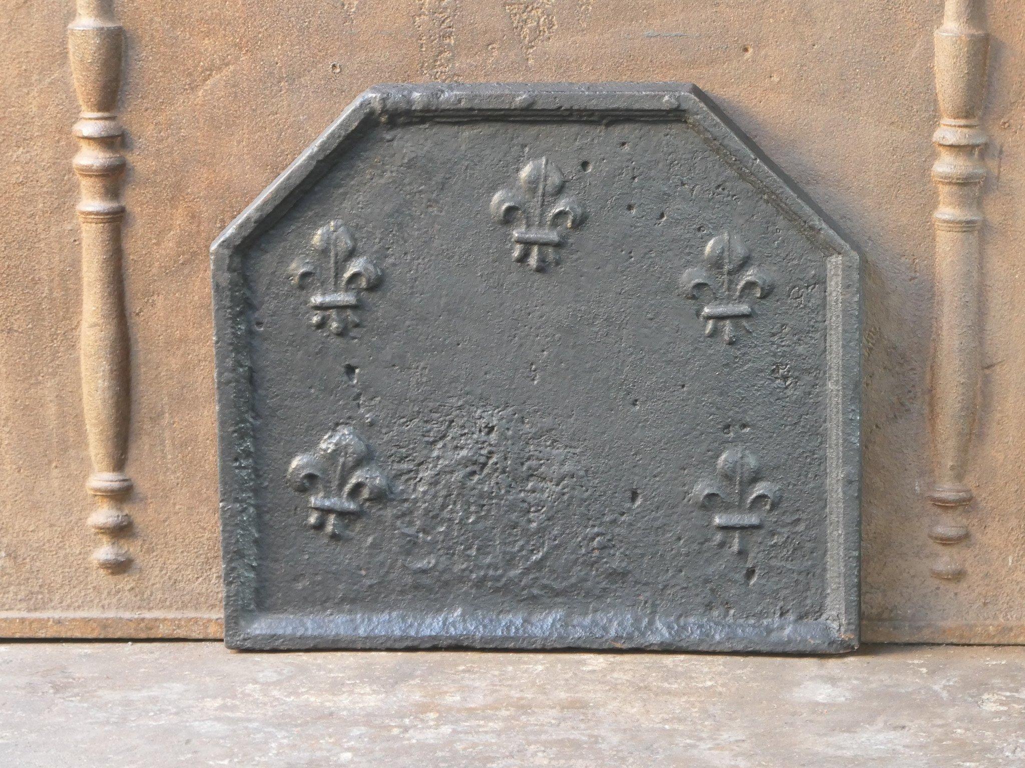 Early 18th Century French Louis XIV Fireback / Backsplash with Fleurs De Lys In Good Condition For Sale In Soest, NL