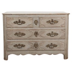 Antique Early 18th Century French Louis XIV Painted Oak Commode
