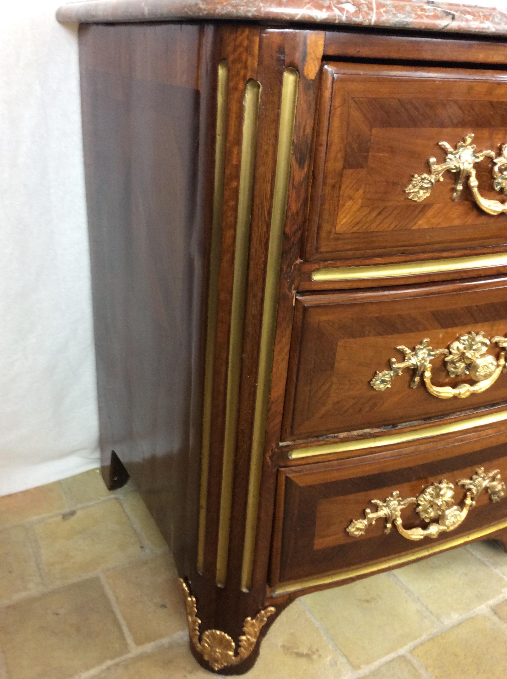 French 18th C. Louis XIV Style Commode with Ormolu Bronze Mounts attrib. Etienne Doirat For Sale