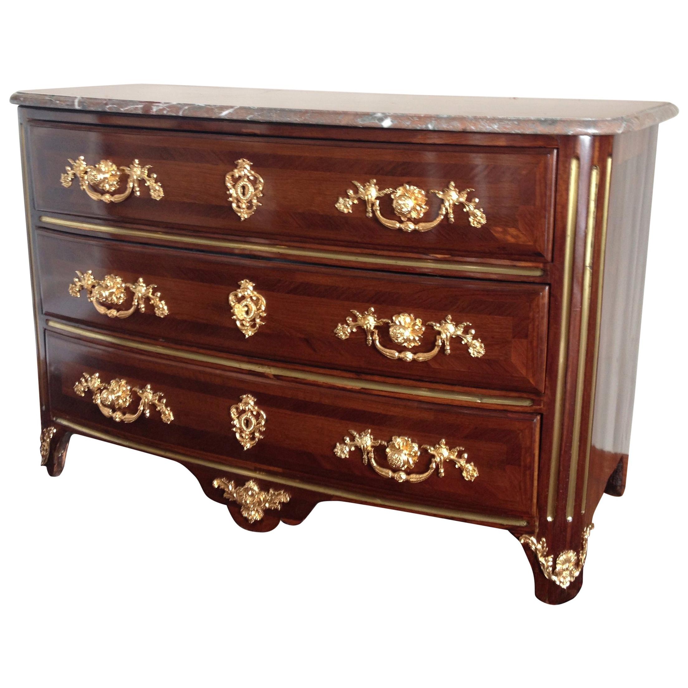 18th C. Louis XIV Style Ormolu Mounted Bronze Commode or French Chest of Drawers