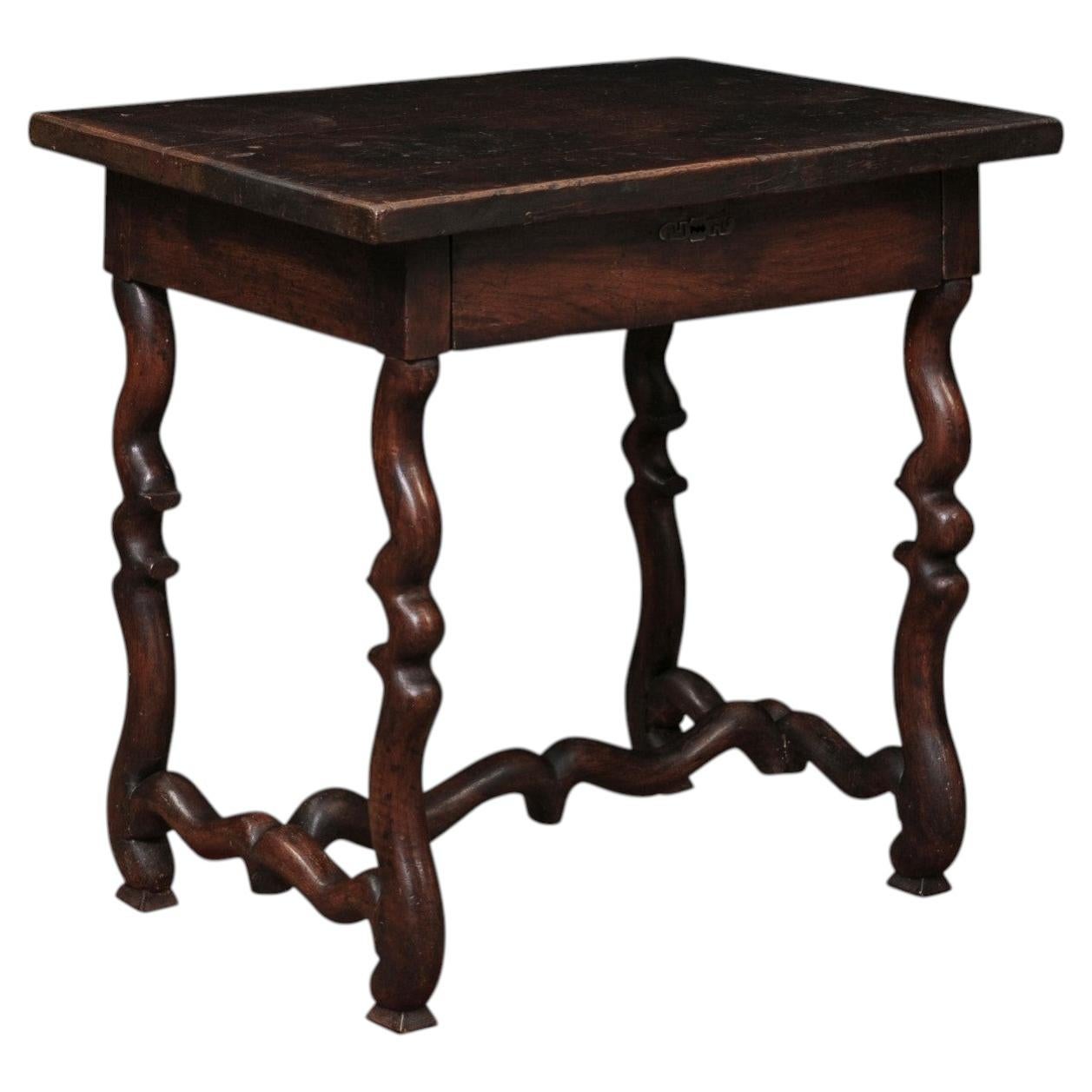 Early 18th Century French Louis XIV Walnut Mutton Bone Table with Drawer For Sale