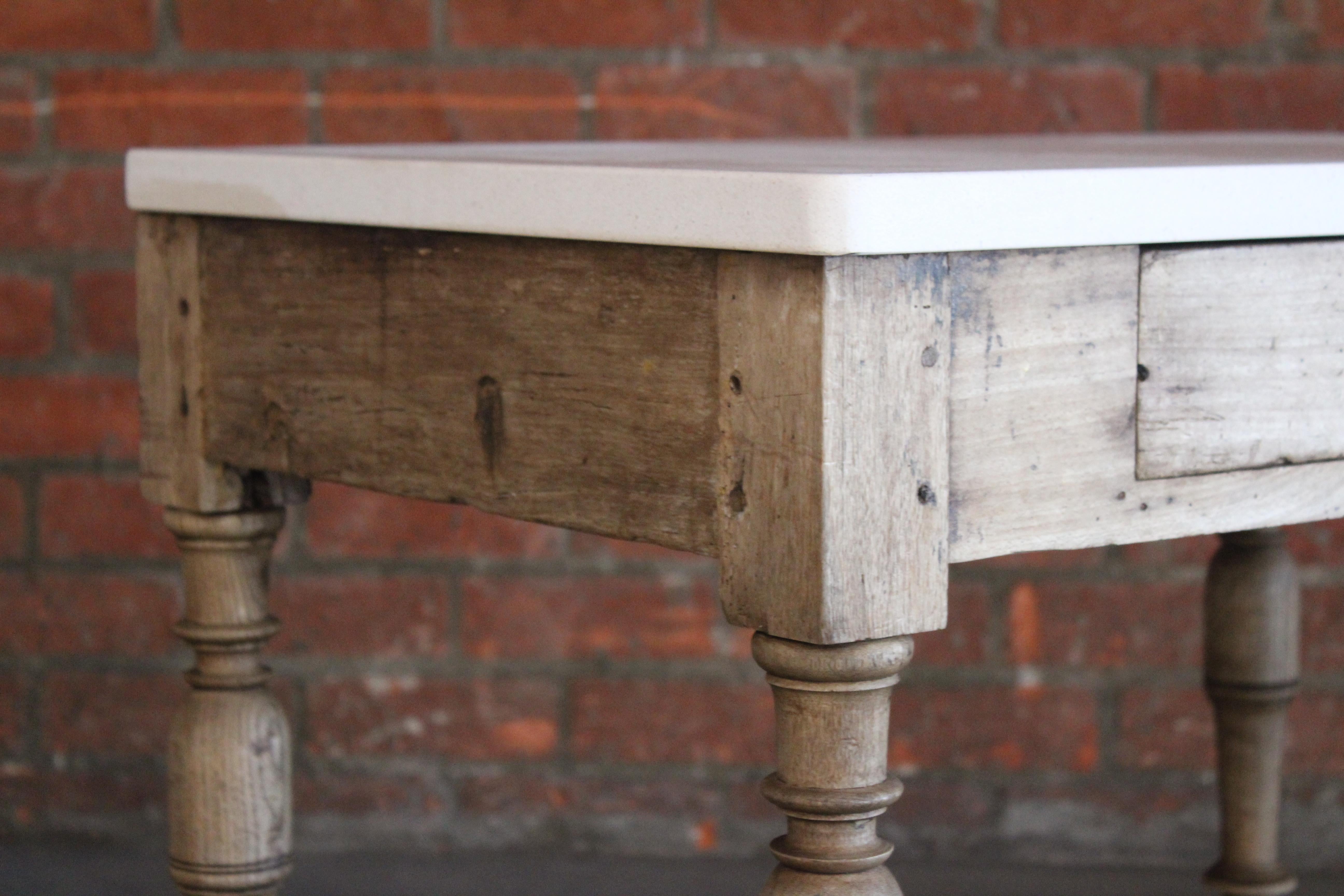 Early 18th Century French Oak Console Table with Limestone Top 6