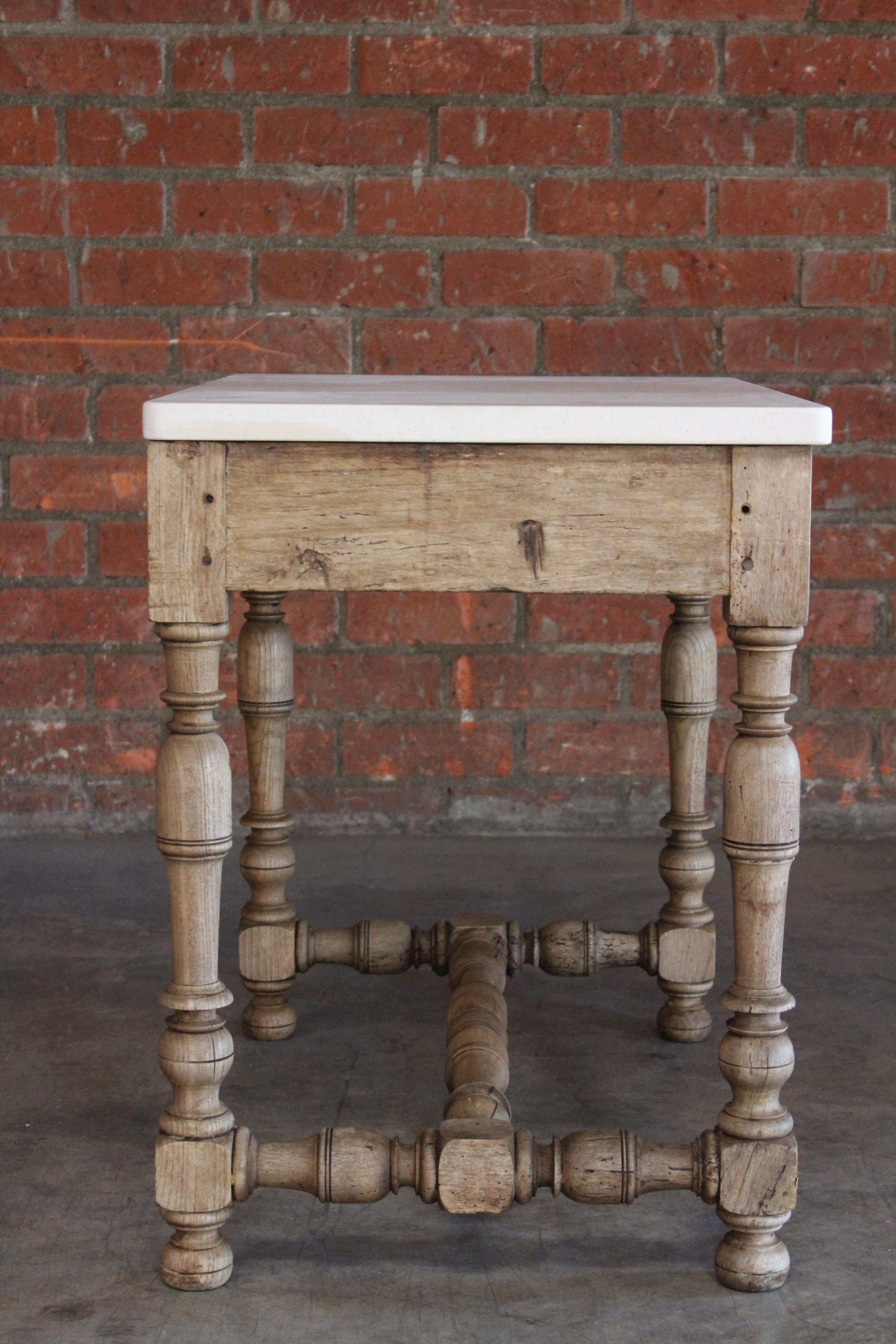 Early 18th Century French Oak Console Table with Limestone Top 10