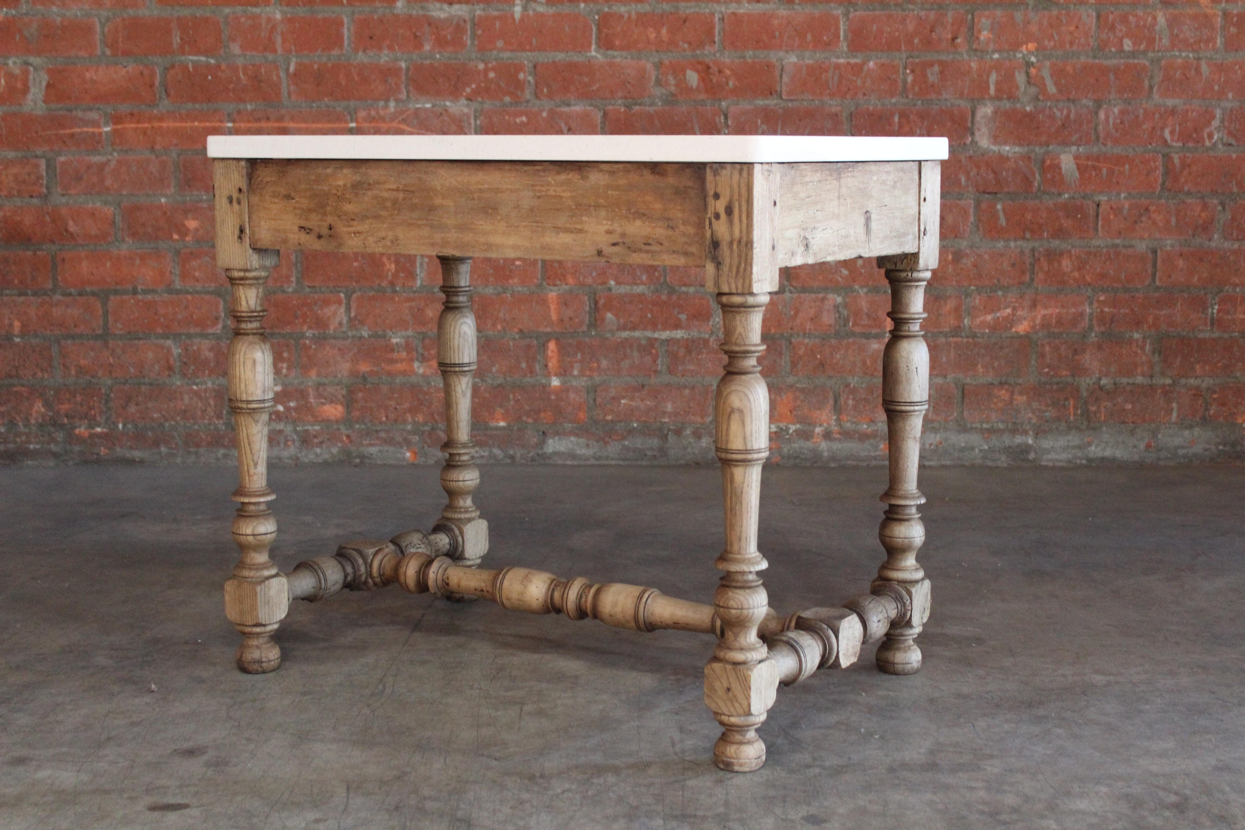 Early 18th Century French Oak Console Table with Limestone Top 13
