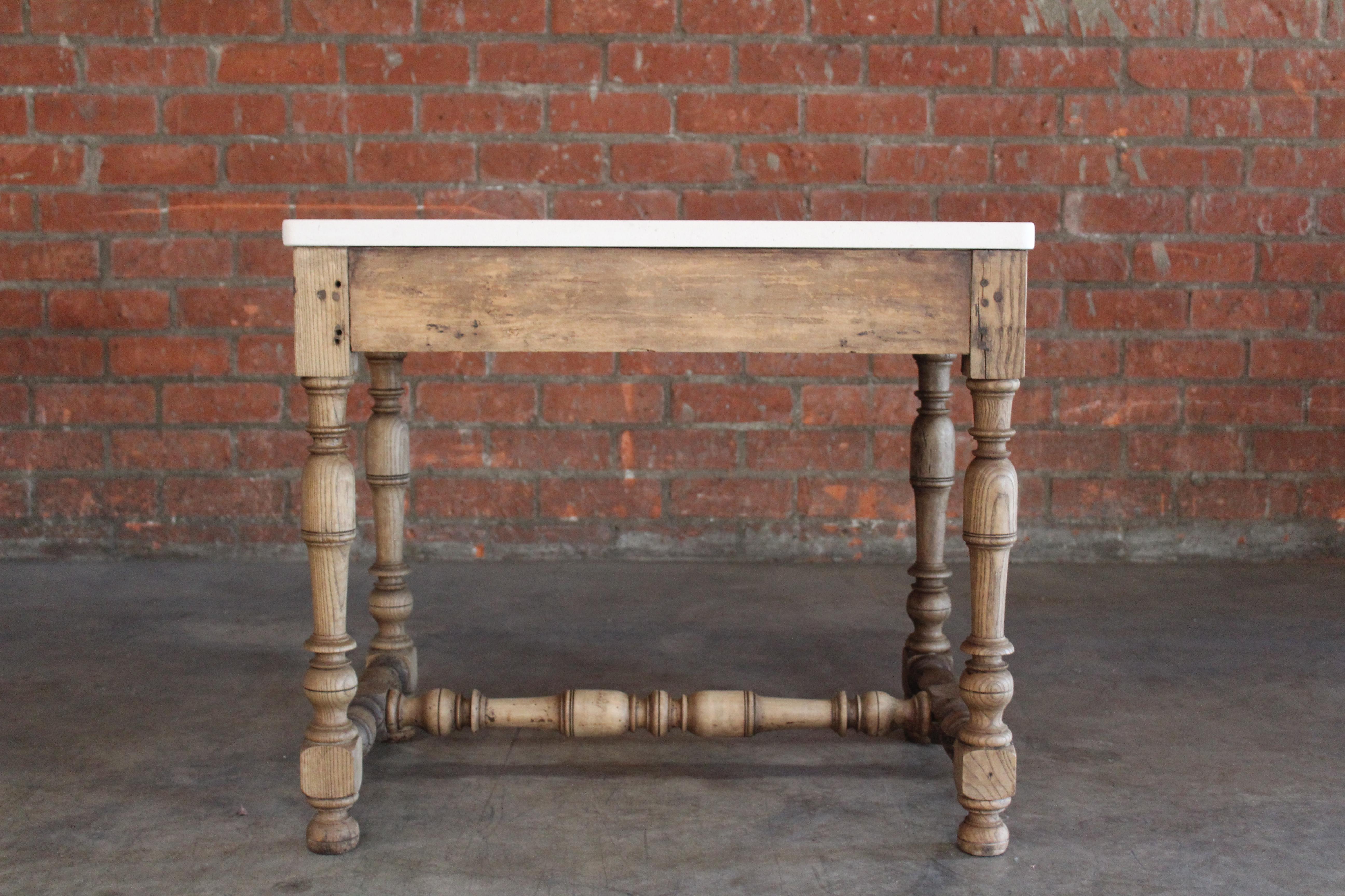 Early 18th Century French Oak Console Table with Limestone Top 14