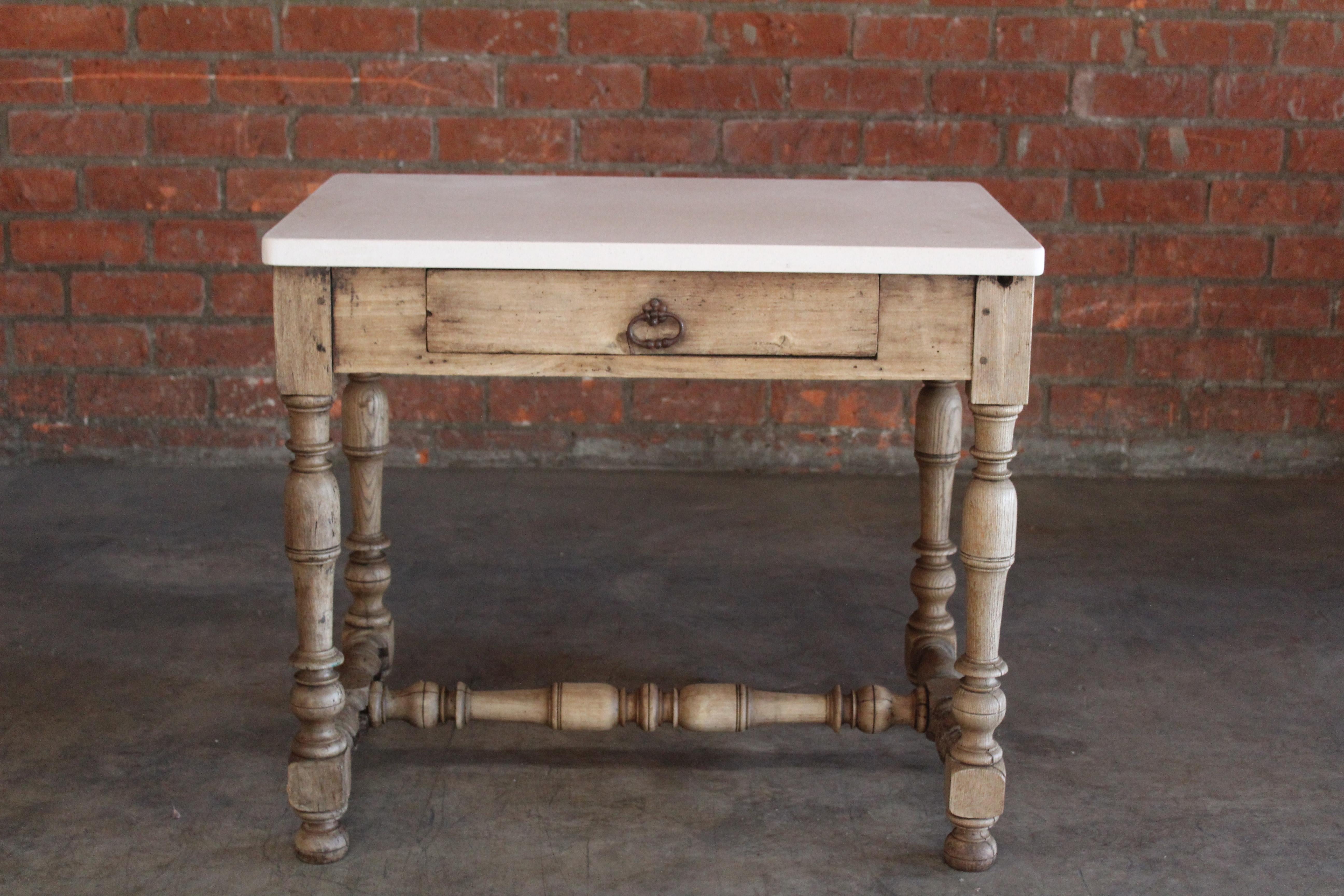 Early 18th Century French Oak Console Table with Limestone Top 15