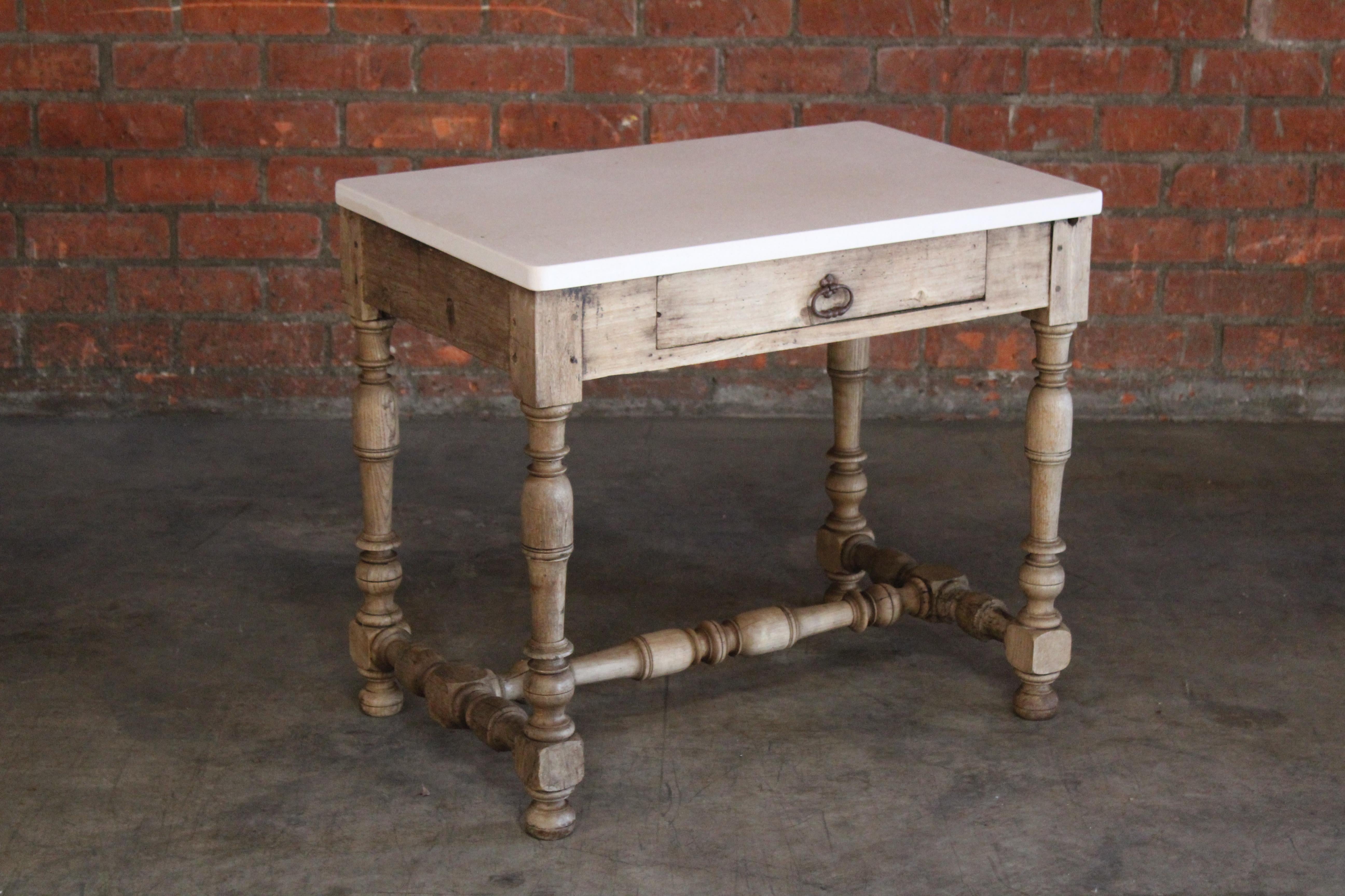 French Provincial Early 18th Century French Oak Console Table with Limestone Top