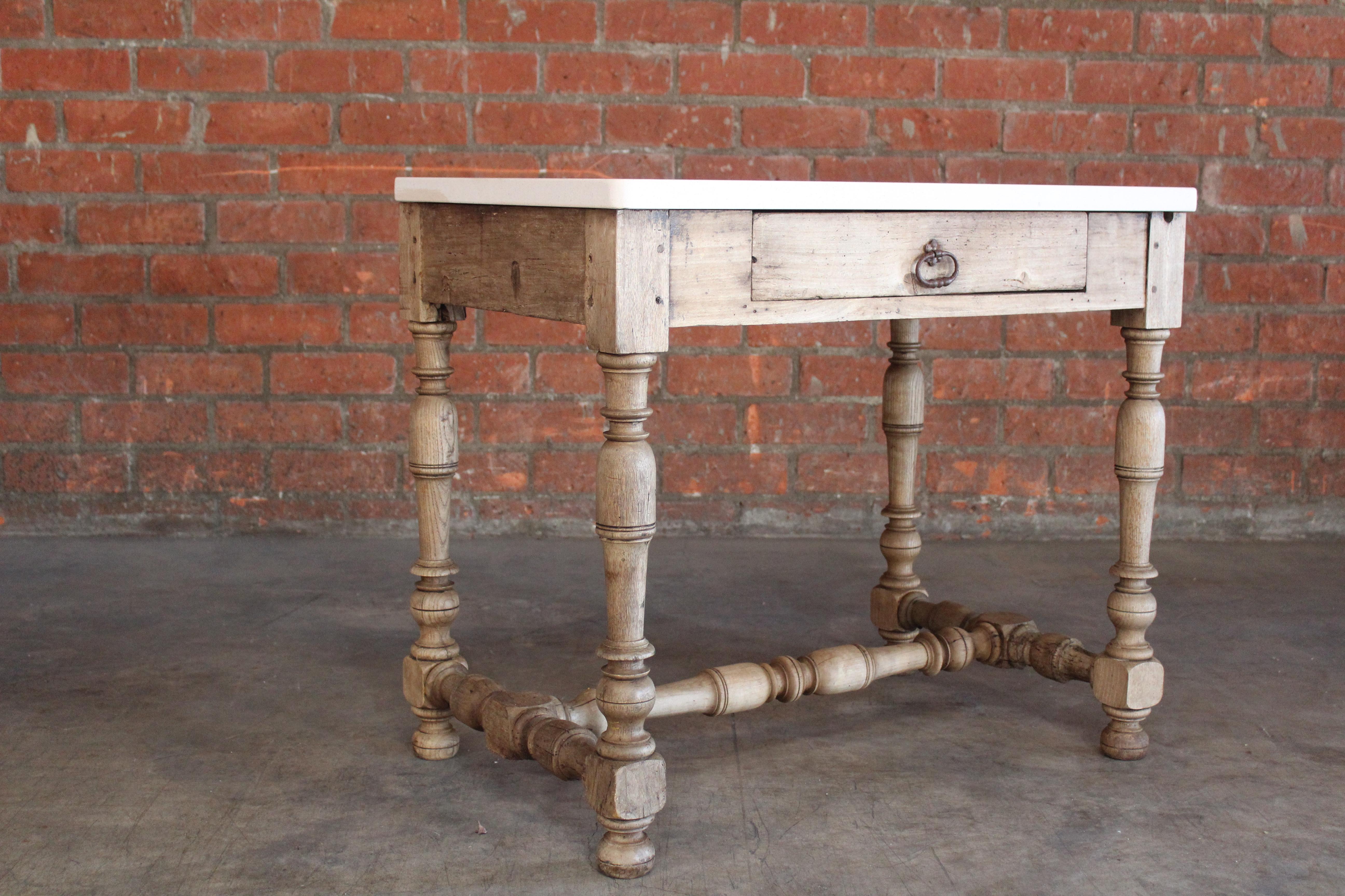 Early 18th Century French Oak Console Table with Limestone Top In Good Condition In Los Angeles, CA