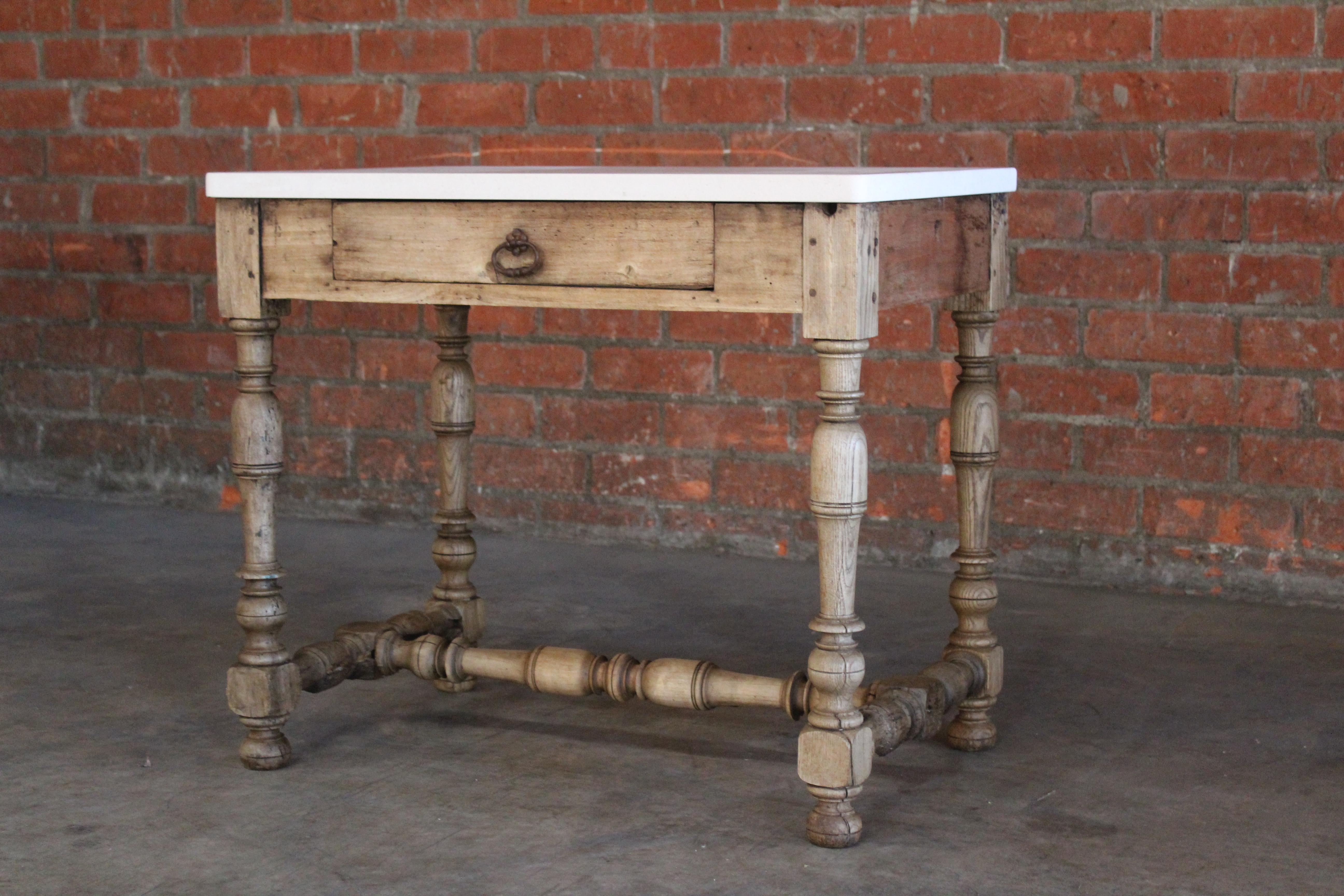 Early 18th Century French Oak Console Table with Limestone Top 1