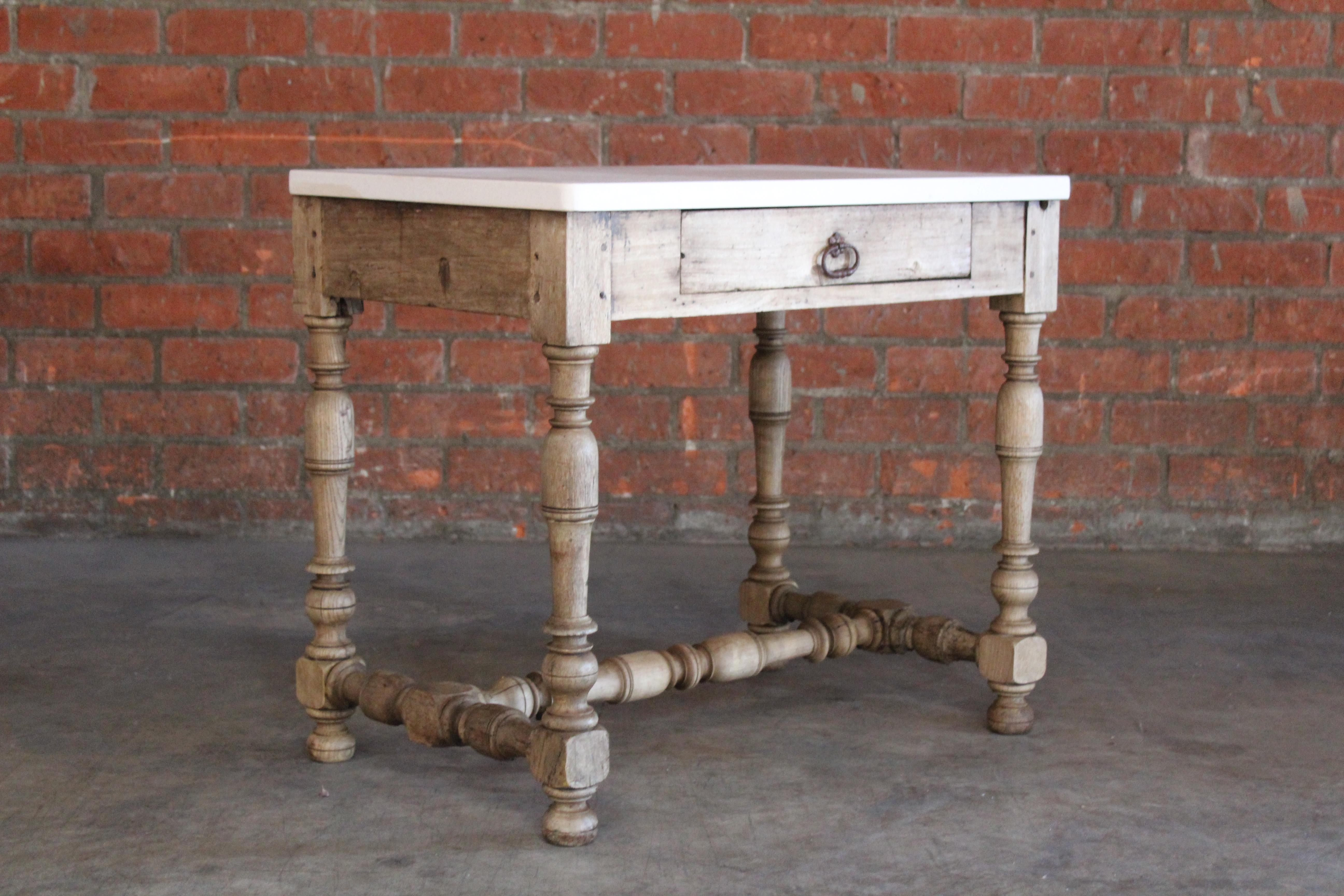 Early 18th Century French Oak Console Table with Limestone Top 2