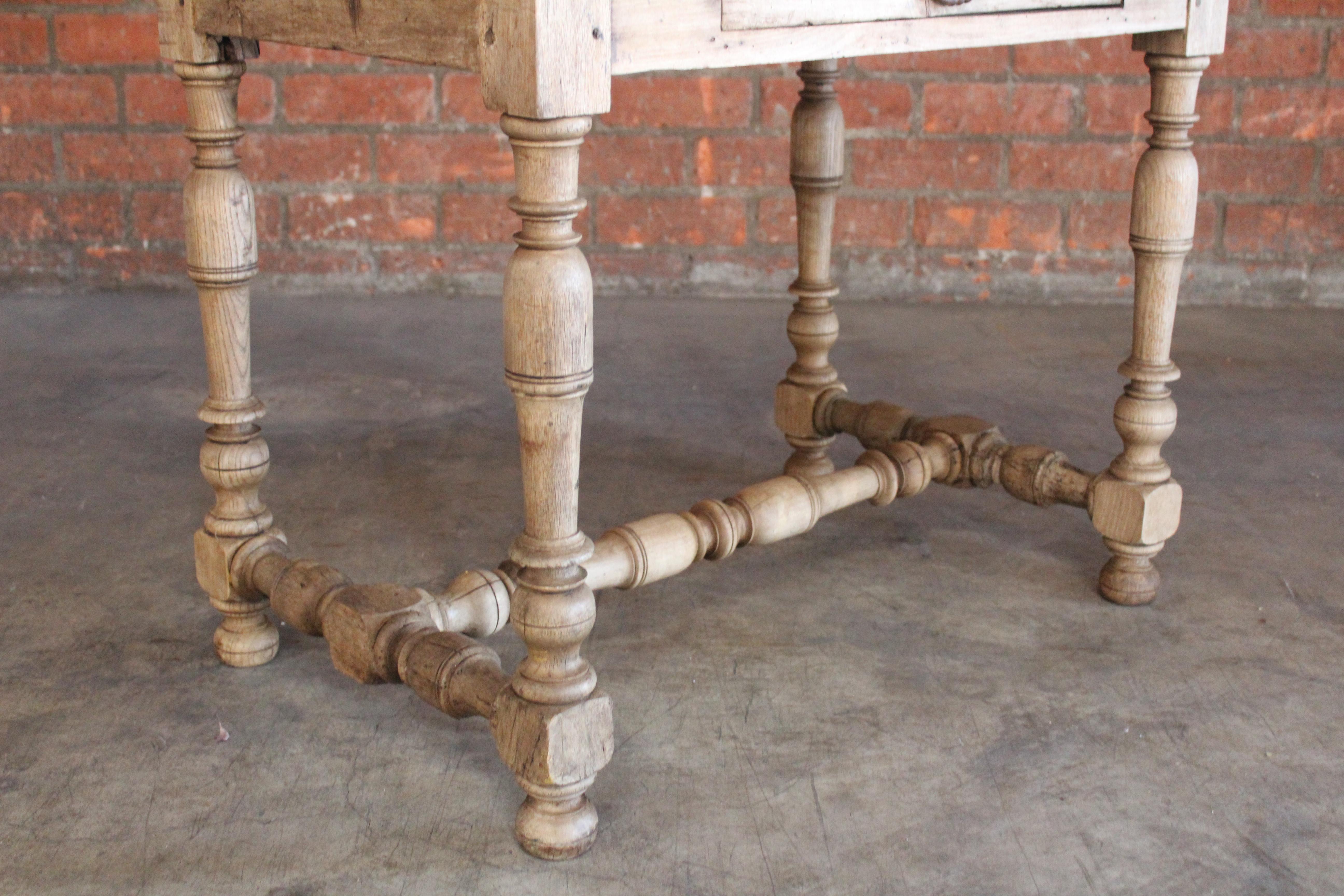 Early 18th Century French Oak Console Table with Limestone Top 5