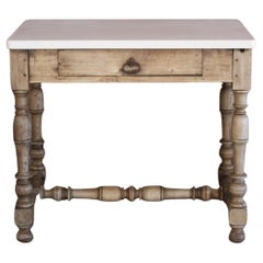 Early 18th Century French Oak Console Table with Limestone Top