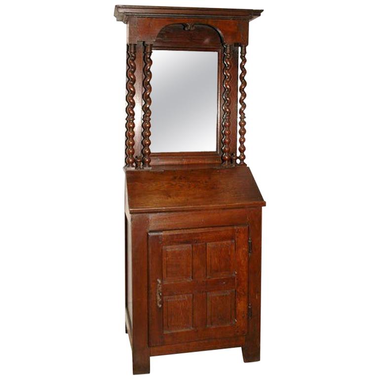 Early 18th Century French Petite Secretaire or Bureau with Projecting Cabinet