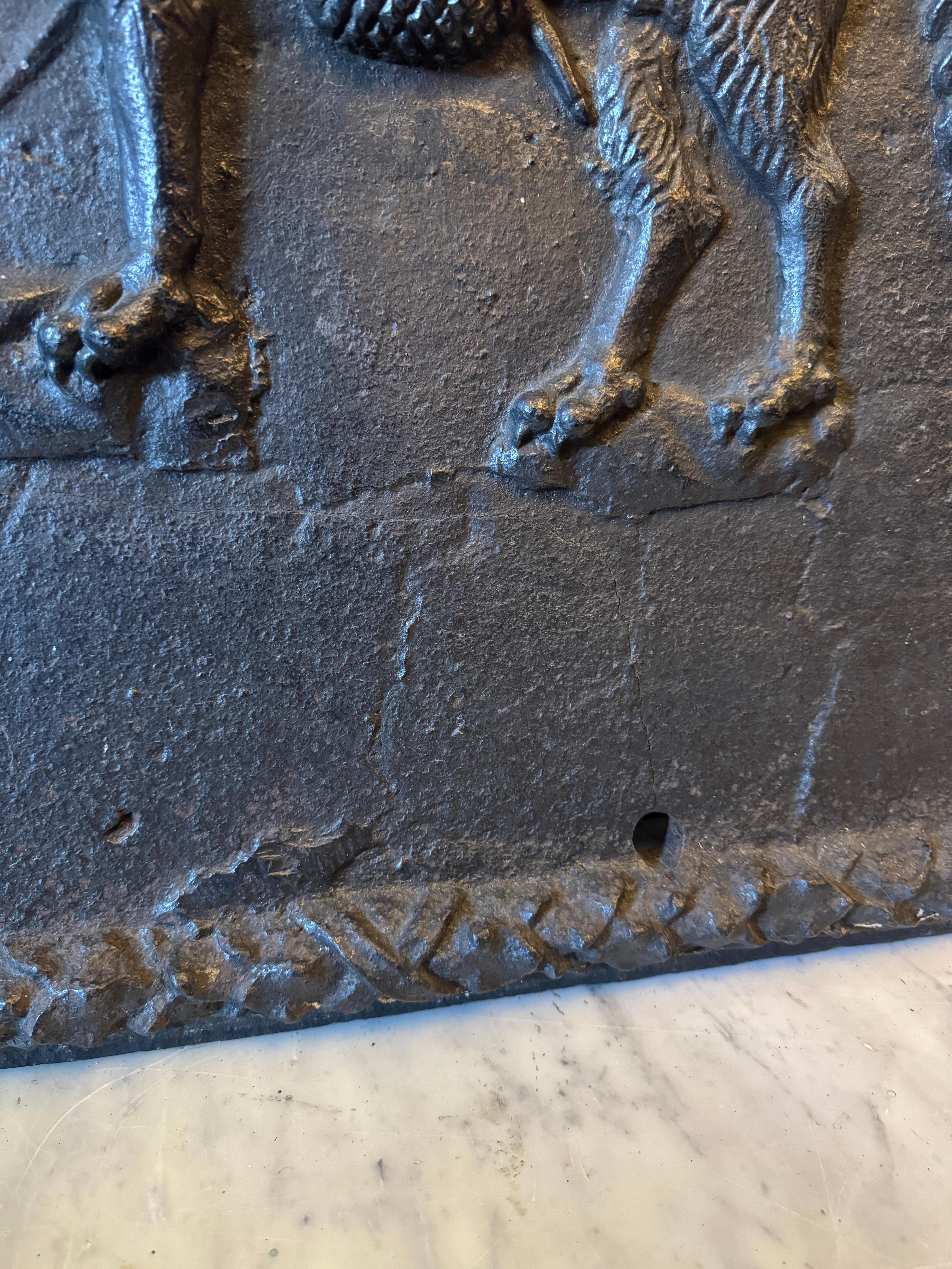 Early 18th Century French Provincial Cast Iron Fireback For Sale 1