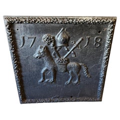 Antique Early 18th Century French Provincial Cast Iron Fireback