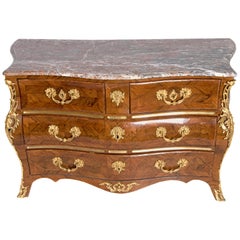 Early 18th Century French Regence Dore Bronze Bombe Commode