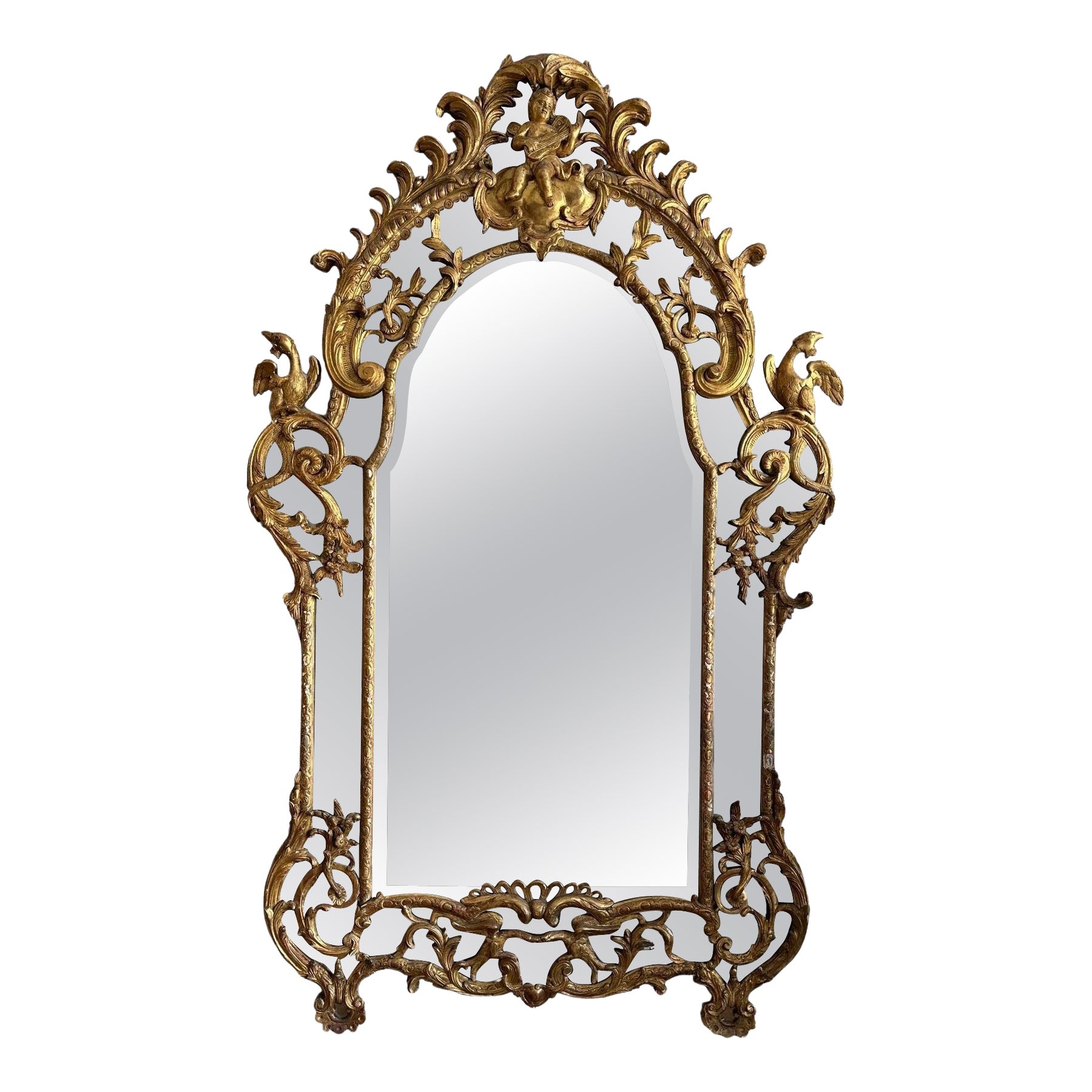 Early 18th Century French Regence Period Carved Giltwood Mirror