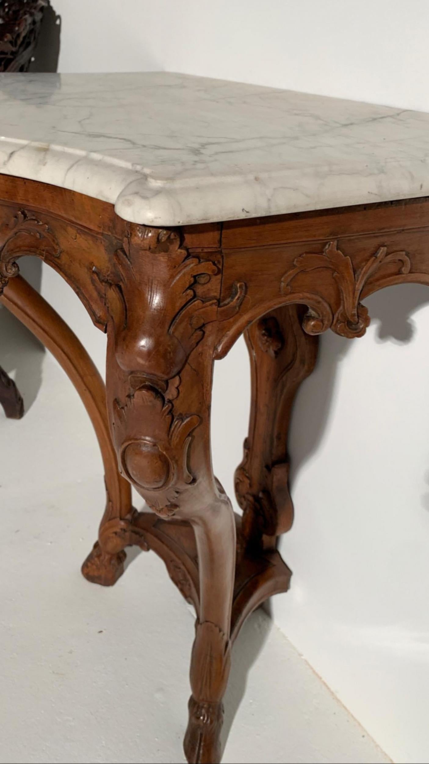 Early 18th Century French Regence Walnut Marble Console Table 1