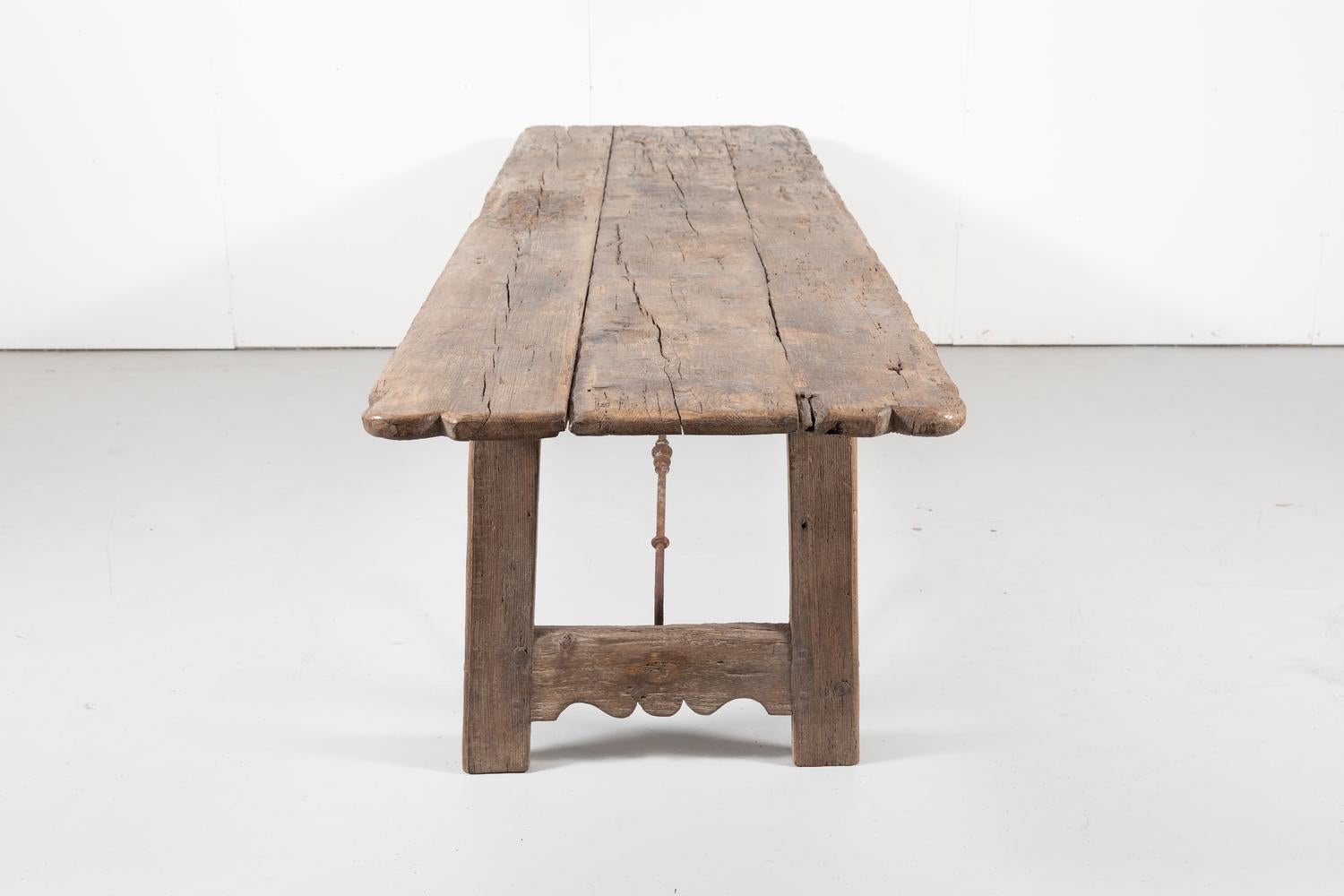 Early 18th Century French Trestle Table with Iron Stretcher 7