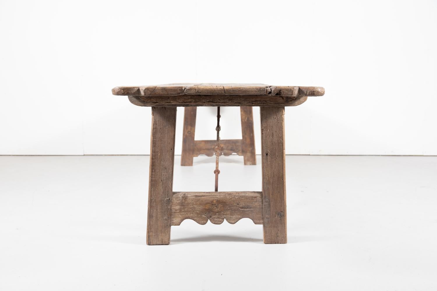 Early 18th Century French Trestle Table with Iron Stretcher 8