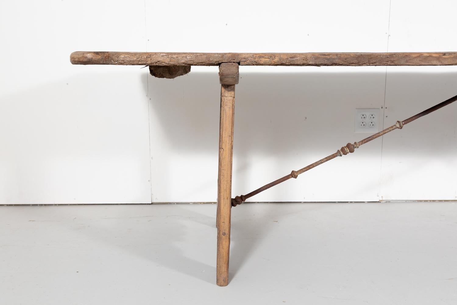 Early 18th Century French Trestle Table with Iron Stretcher 3