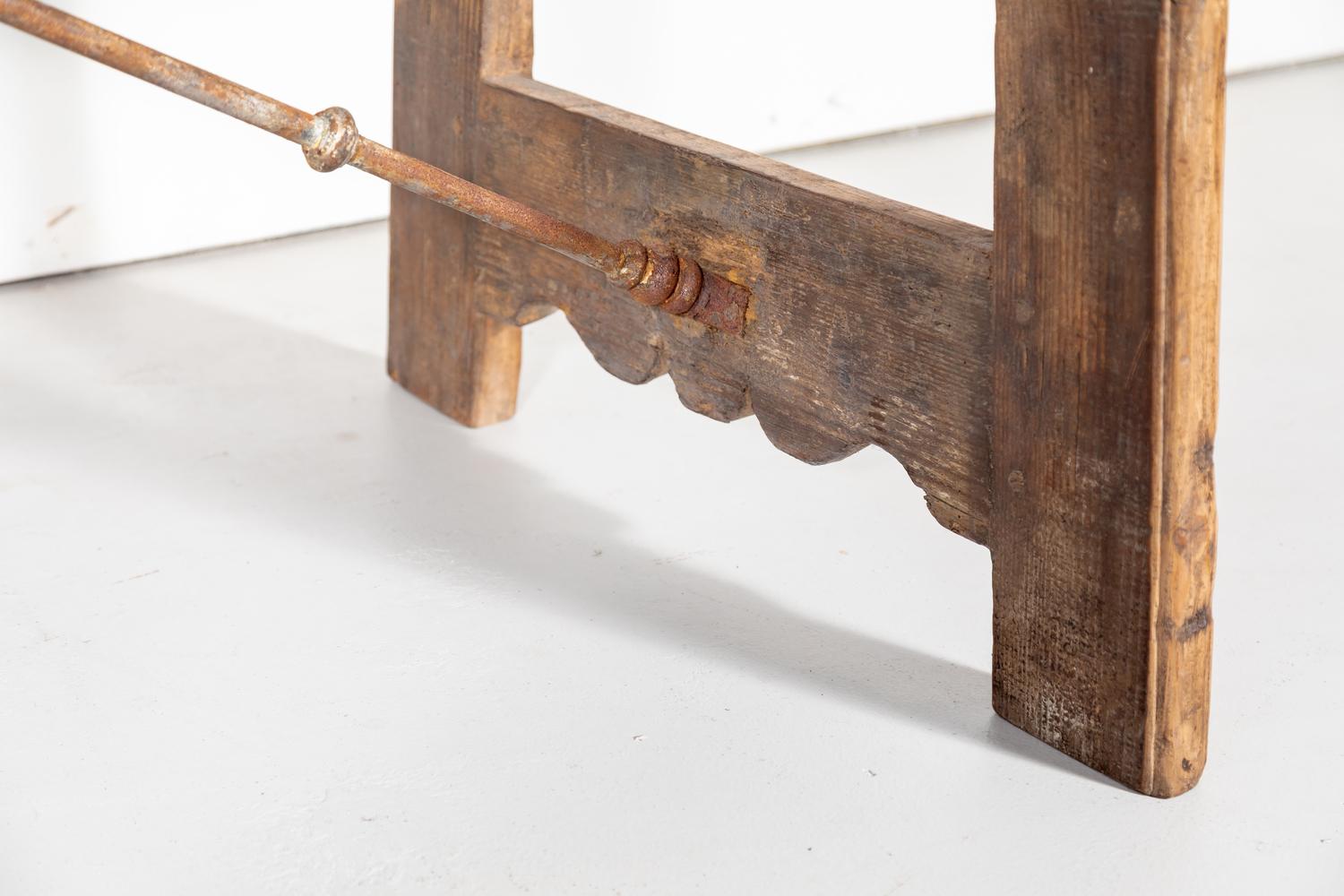 Early 18th Century French Trestle Table with Iron Stretcher 5