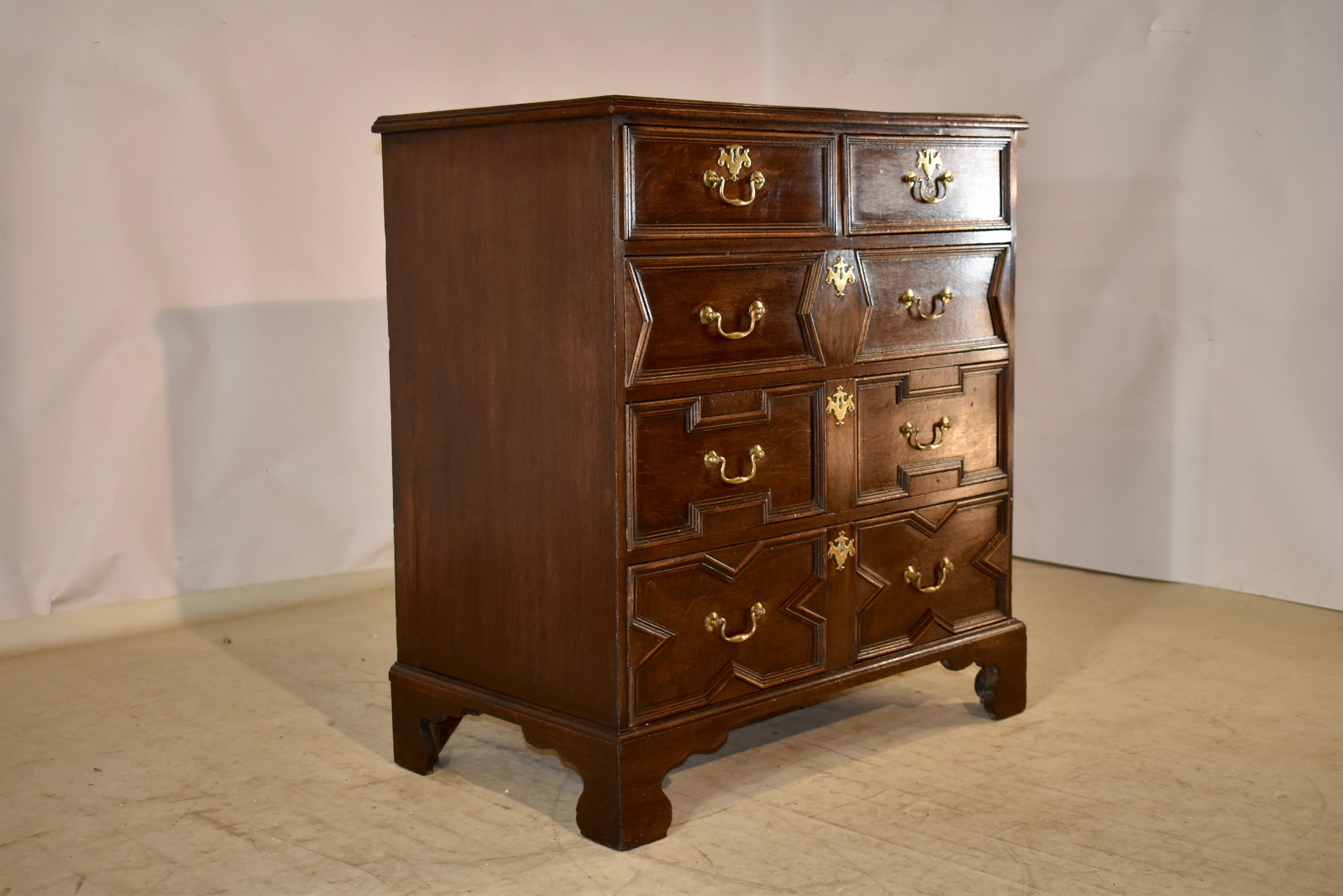English Early 18th Century Geometric Chest of Drawers For Sale