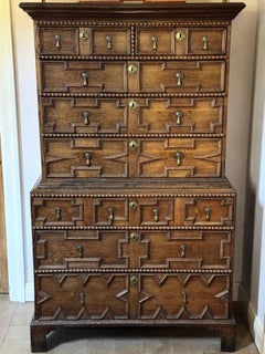 Early 18th Century Geometric-Front Chest on Chest