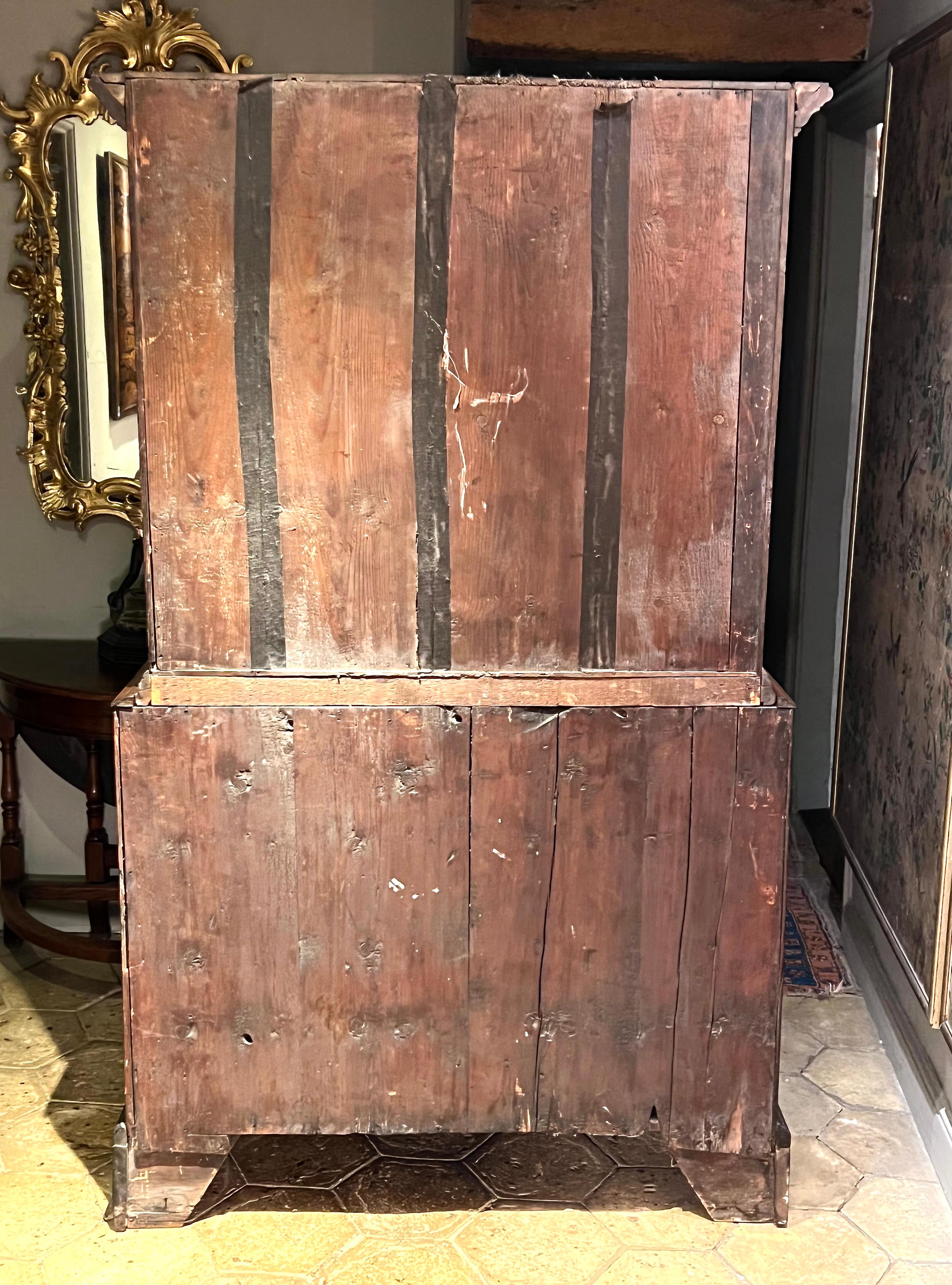 Oak Early 18th Century Geometric-Front Chest on Chest For Sale