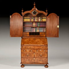 Early 18th Century George I Figured Walnut Bureau Bookcase