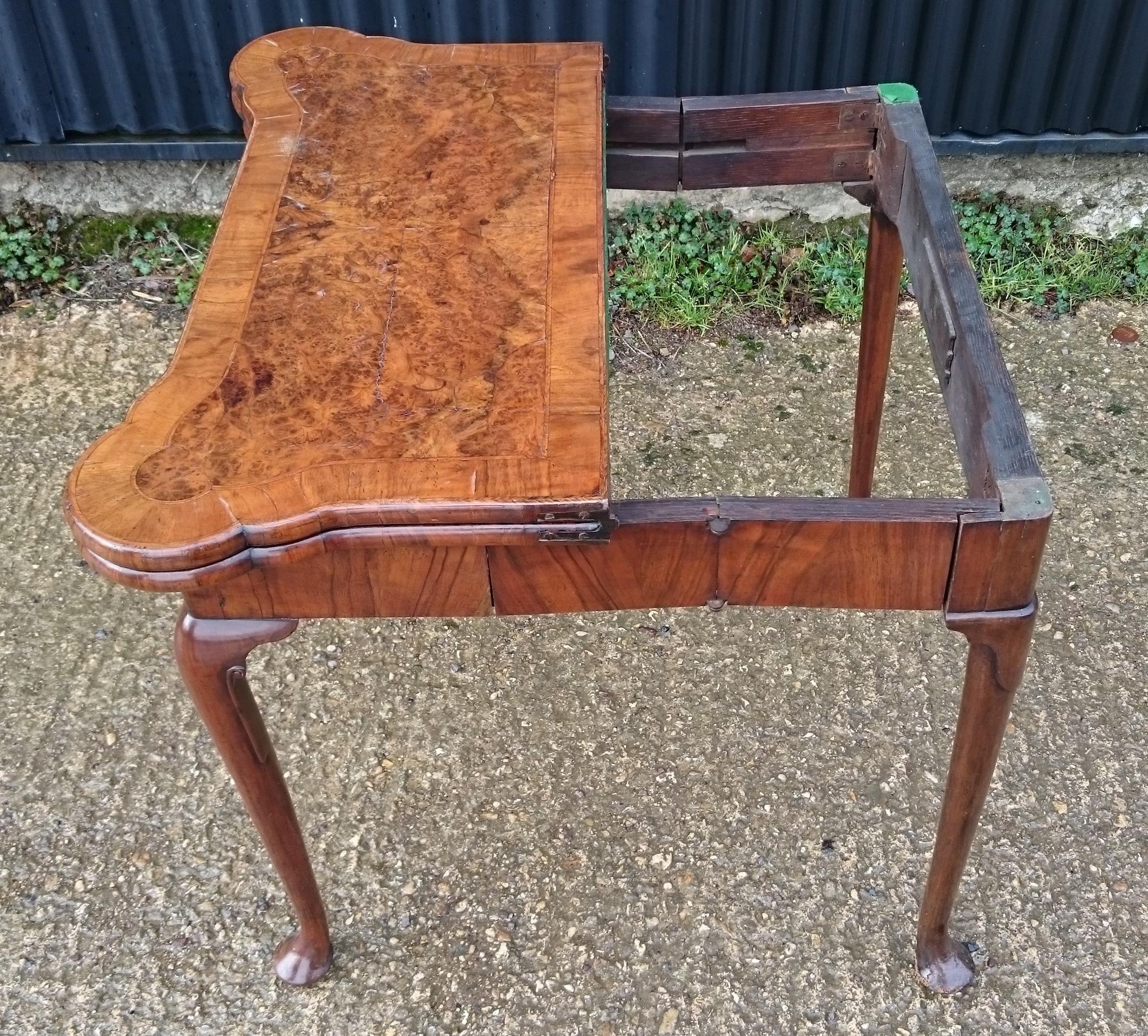 British Early 18th Century George I Period Walnut Antique Card Table