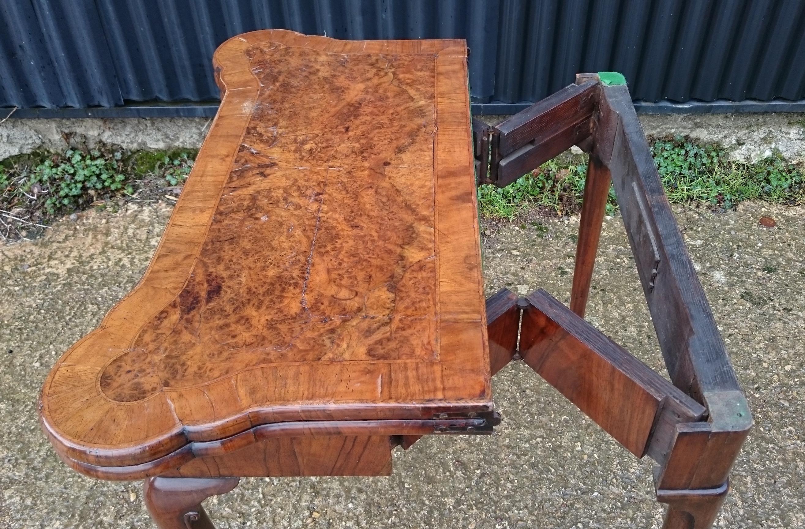 Early 18th Century George I Period Walnut Antique Card Table In Fair Condition In Gloucestershire, GB