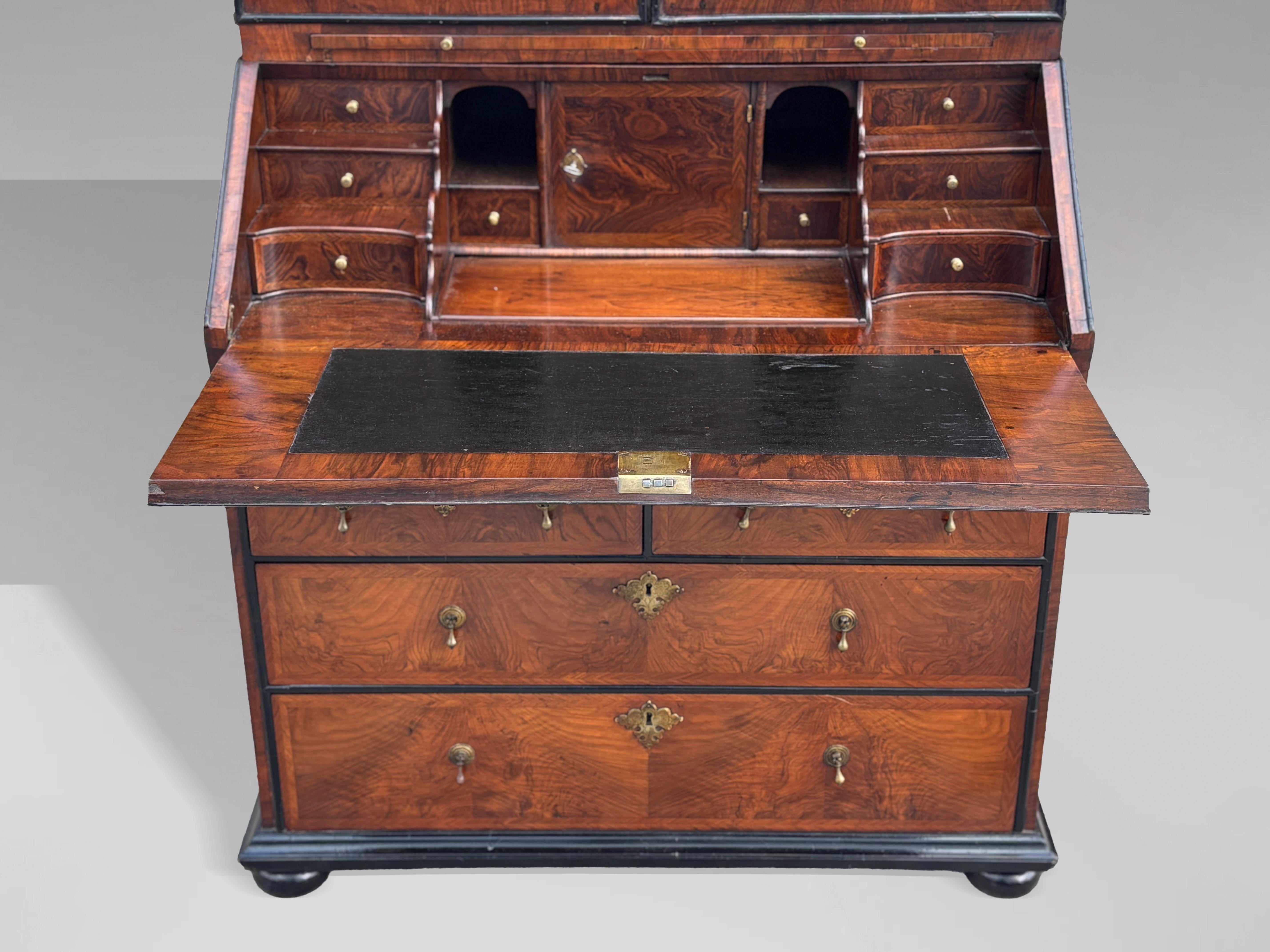 Early 18th Century George I Period Walnut Bureau Bookcase For Sale 1