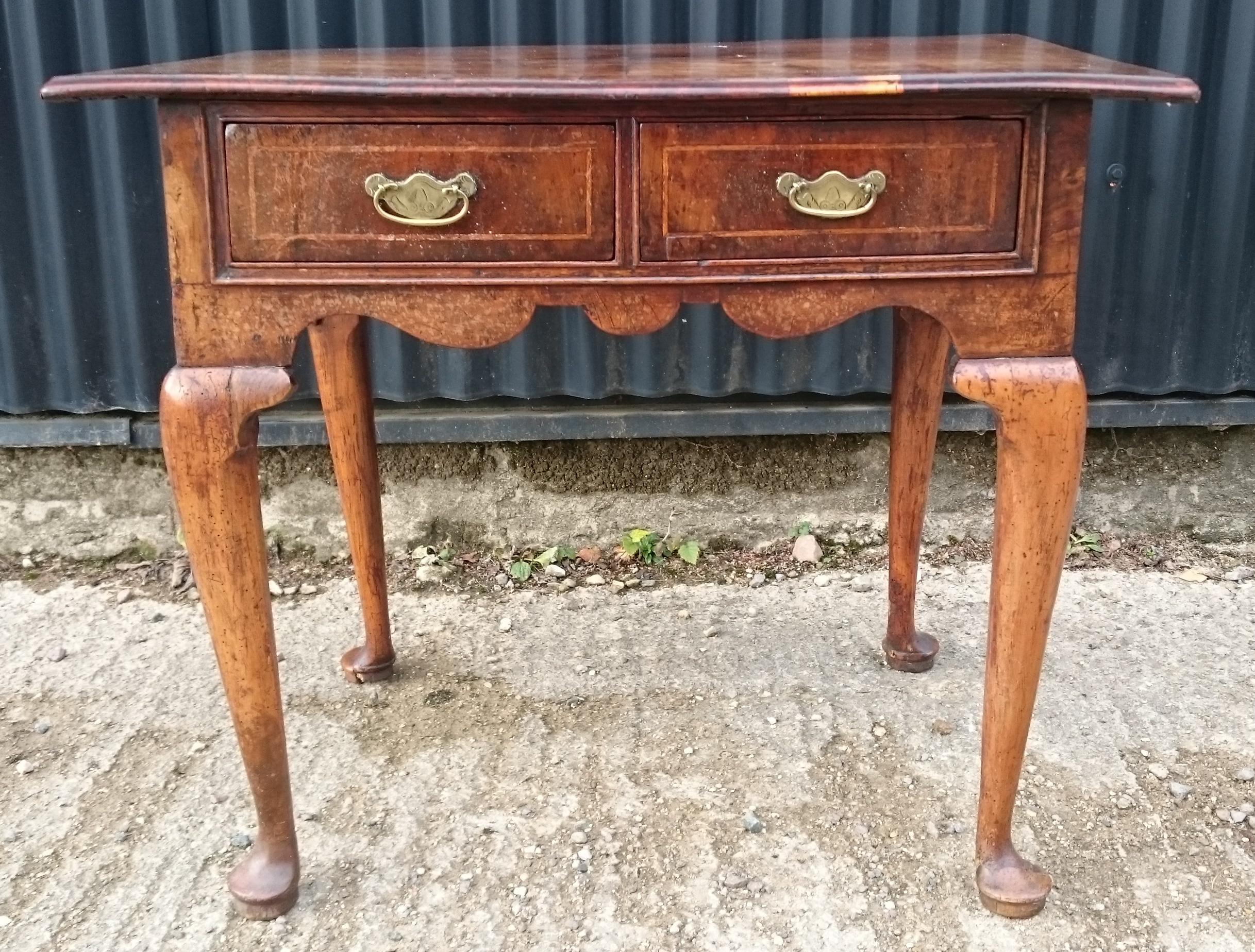British Early 18th Century George I Period Walnut Low Boy Side Table For Sale