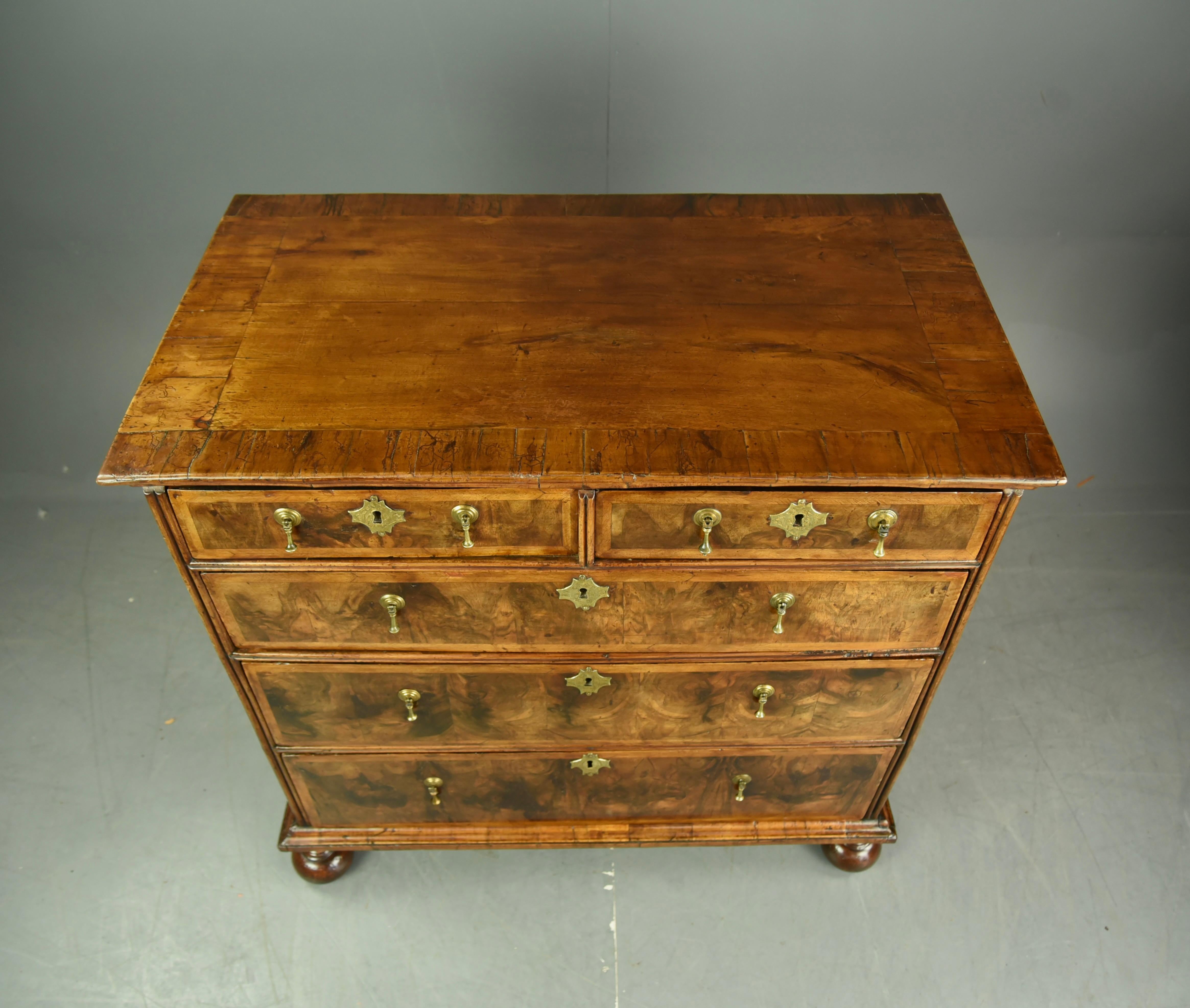 Queen Anne Early 18th Century Georgian Walnut Chest of Drawers