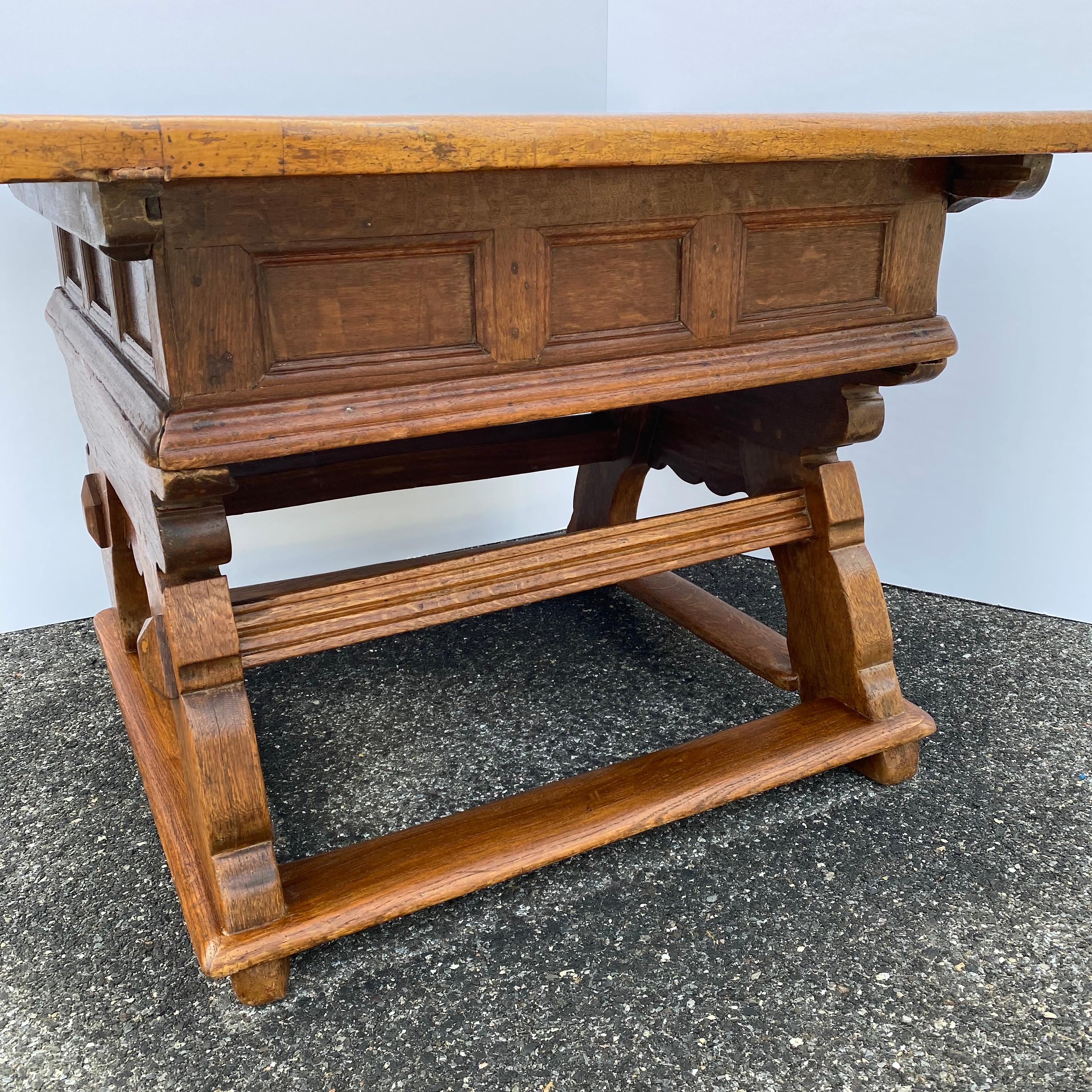 Early German 18th Century Refectory Table With Sliding Table-top  5