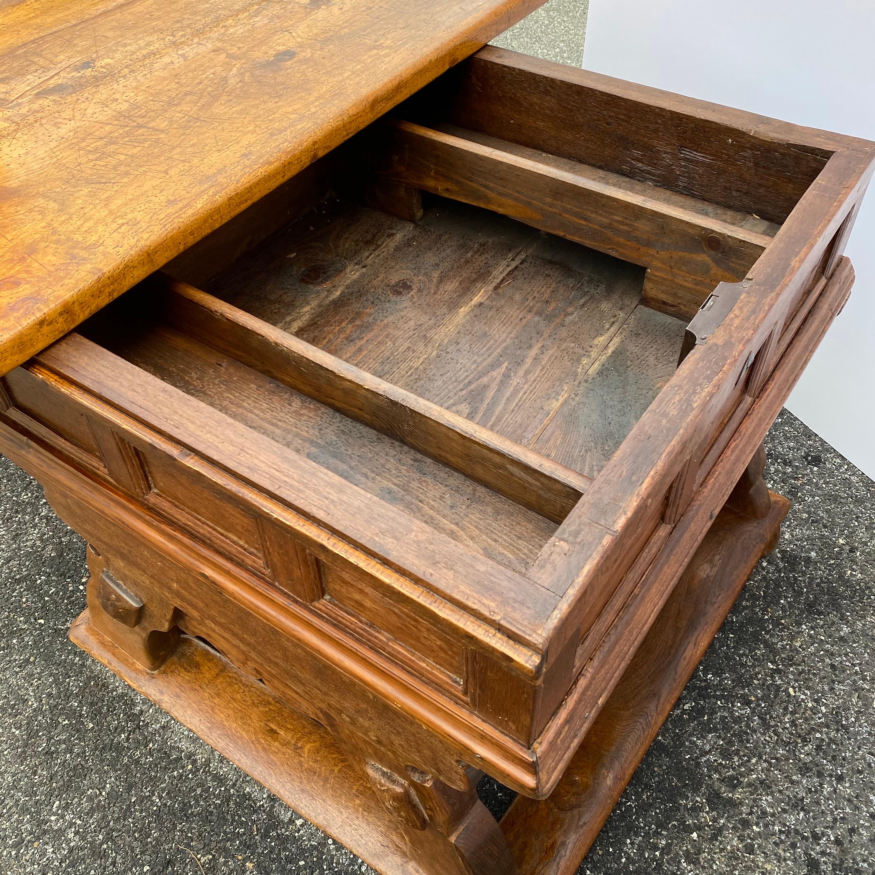 Early German 18th Century Refectory Table With Sliding Table-top  1